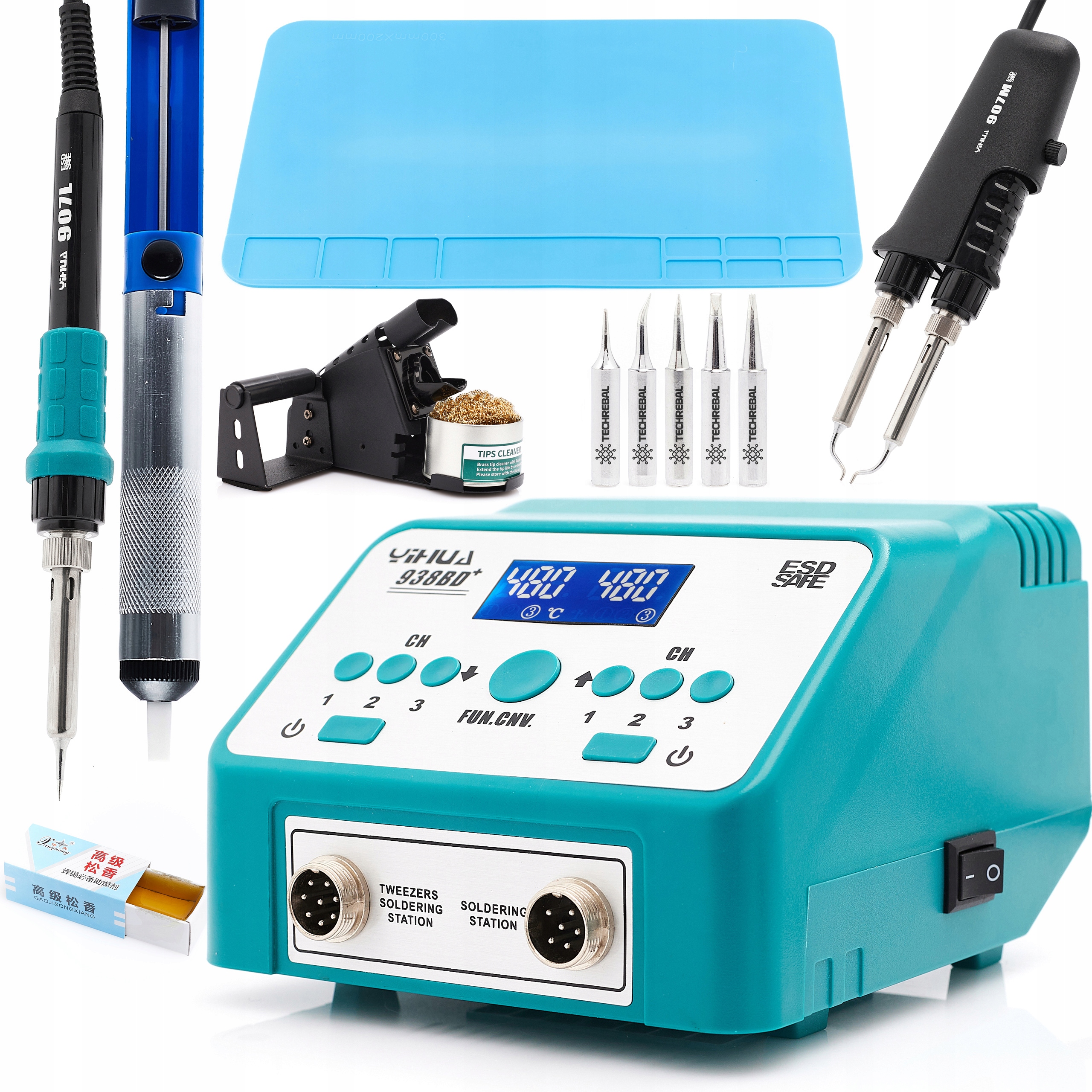 Pájecí Stanice 2v1 Termopáječka Yihua 938BD+ Podložka 5x Hroty