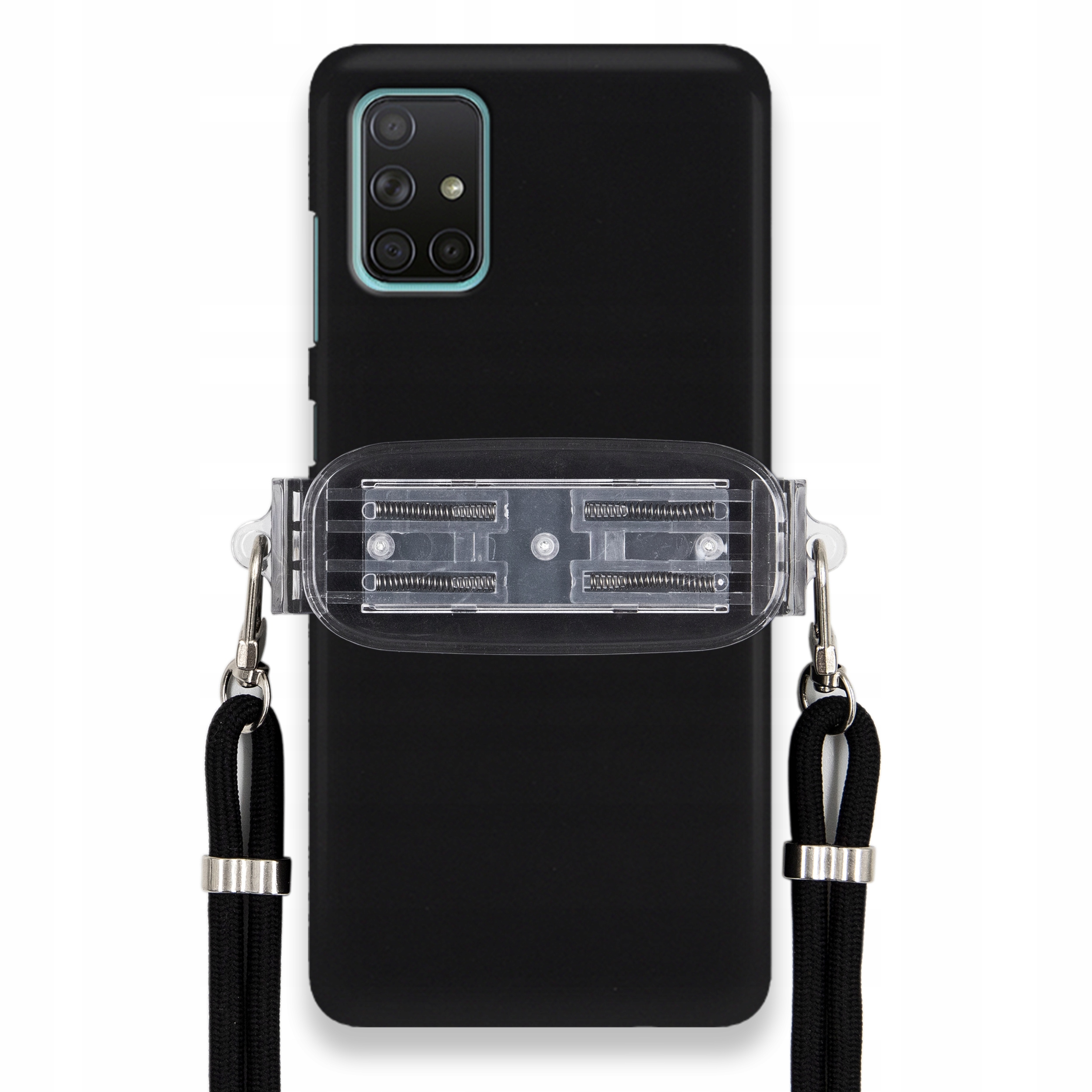 Puzdro Pre Samsung A71 Smooth Case Ochrana Univerzálny Držiak Čierna Šnúrka