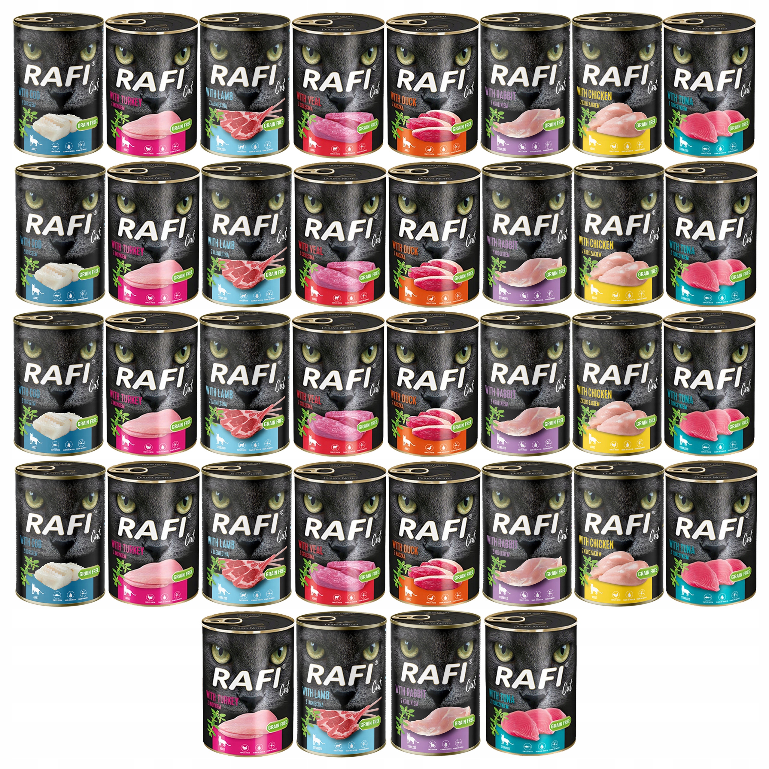 Rafi Cat Dolina Noteci Krmivo mokré pro kočky mix chutí 36 x 400 g bez obilovin