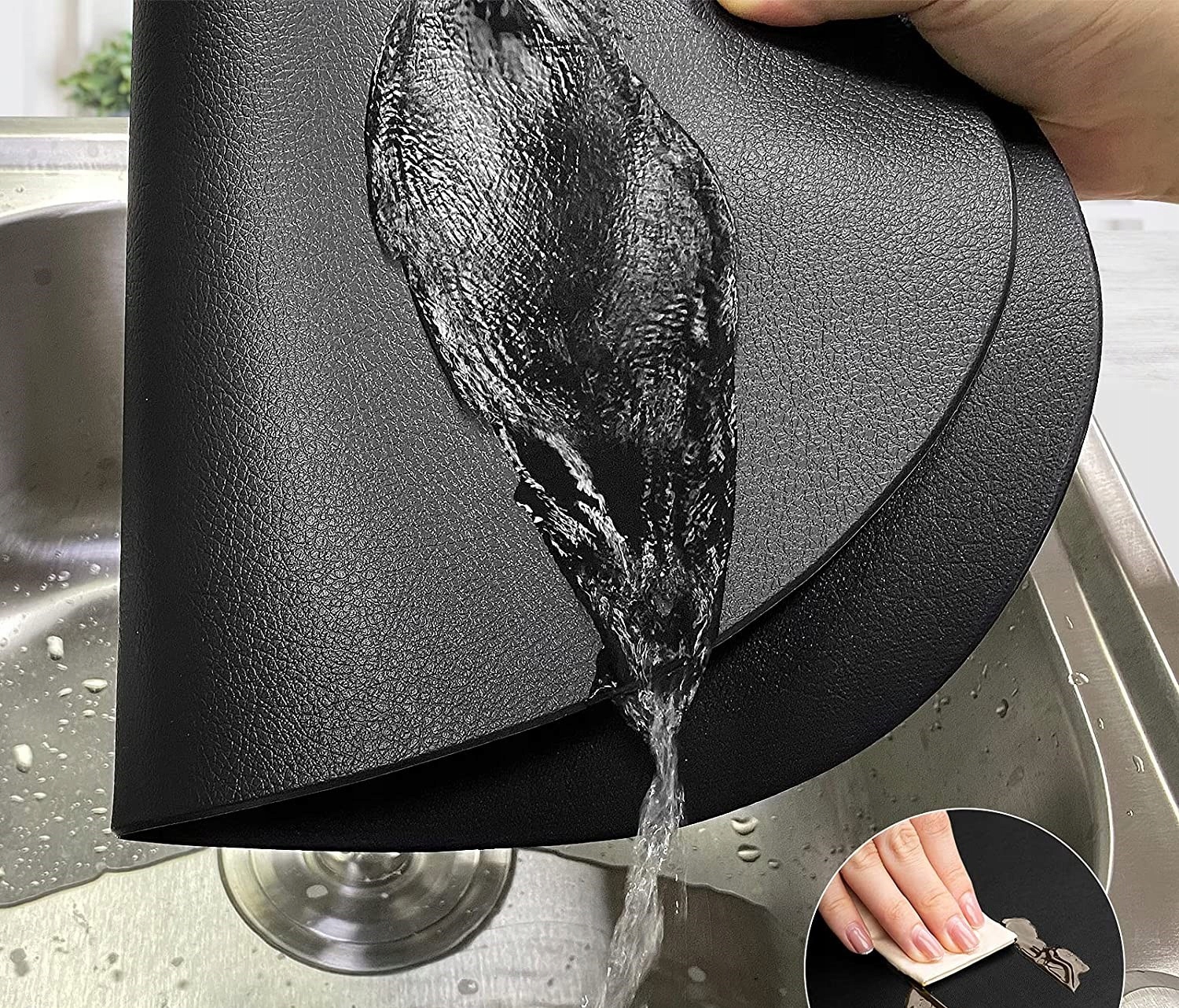 PODKŁADKA NA STÓŁ NOWOCZESNA CZARNA MATA ZESTAW 4SZT DUŻE I MAŁE ODPORNE Długość 45 cm