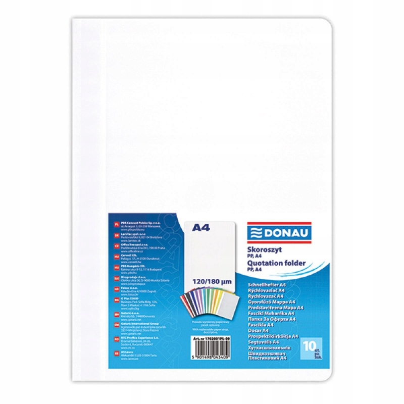 

Skoroszyt Pp A4 standard 120/180mikr biały 10szt