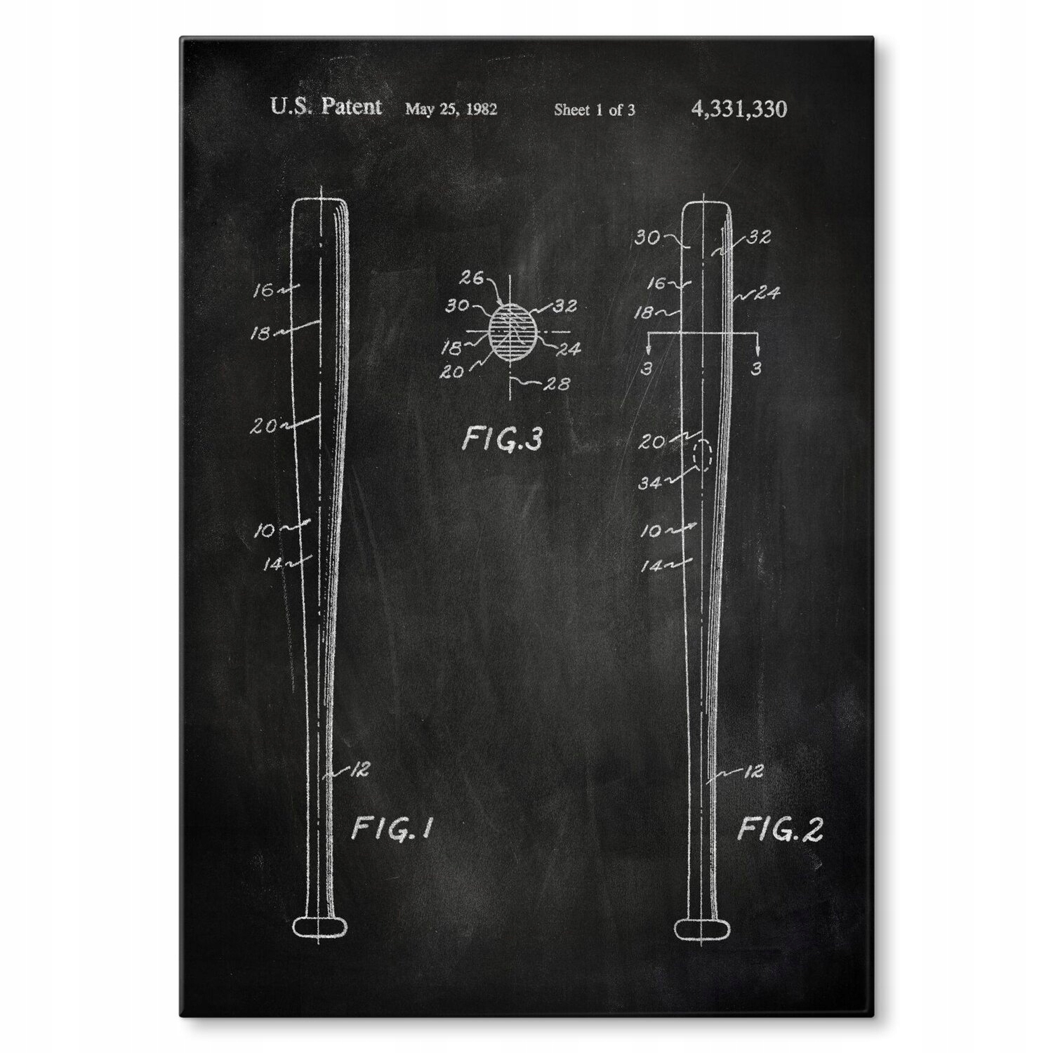 Kovový plakát Baseball bat Slate Szyld Plech 30 x 42 cm Dárek