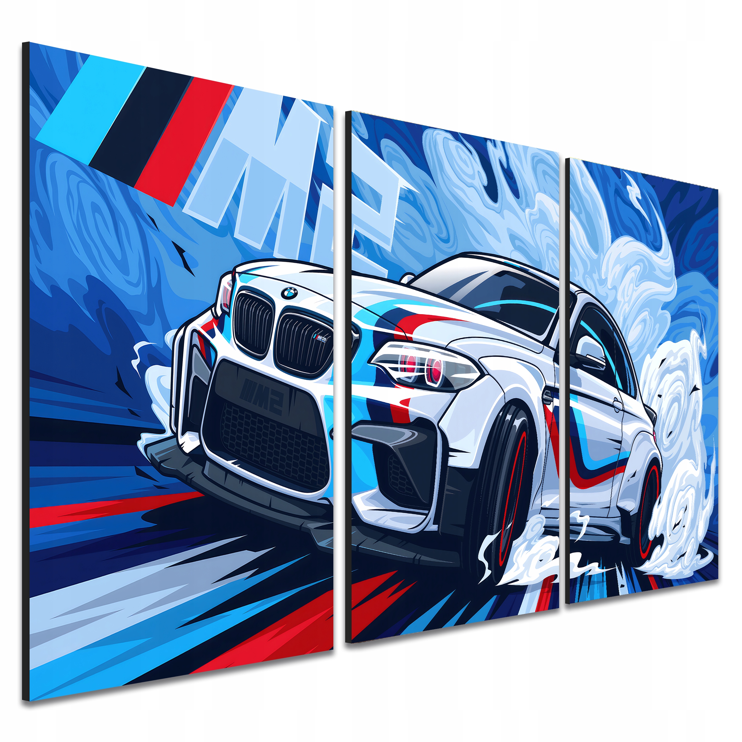 Obraz na zeď do domu Bmw série 3 5 7 M auto triptych anime 40x90 cm