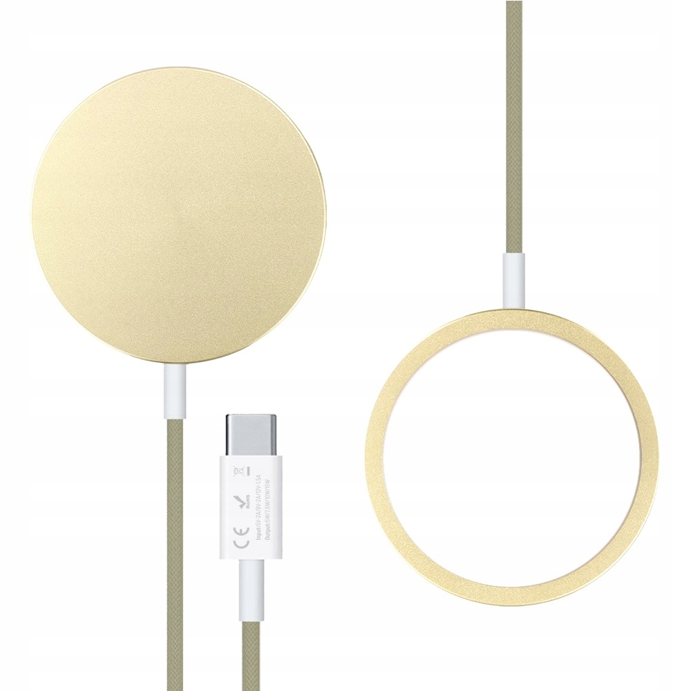 Ładowarka magnetyczna do MagSafe, ładowanie indukcyjne, Qi 15W, złota