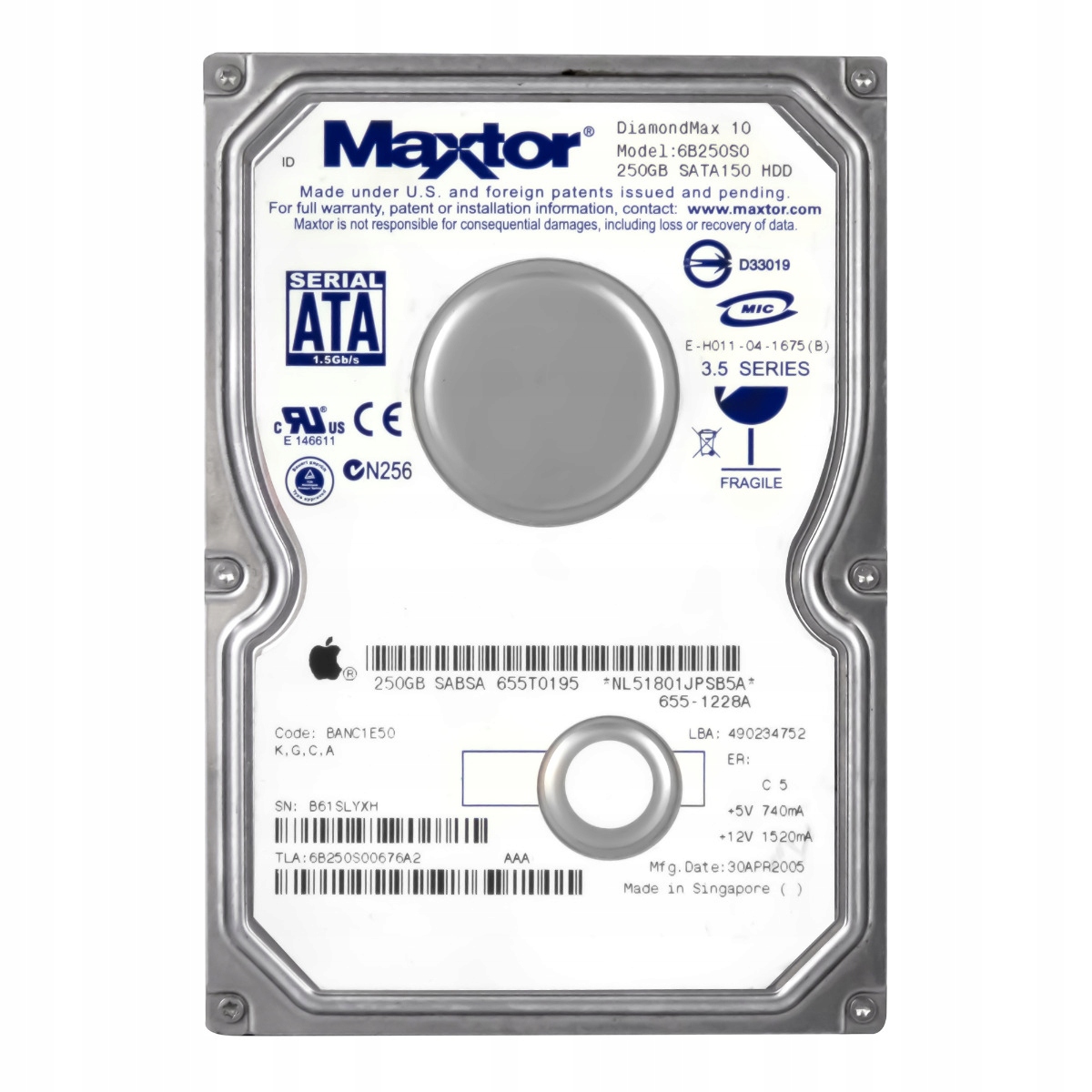 Maxtor 250GB 7.2K 16MB Sata 3.5" Hdd (Pevný disk) 6B250S0