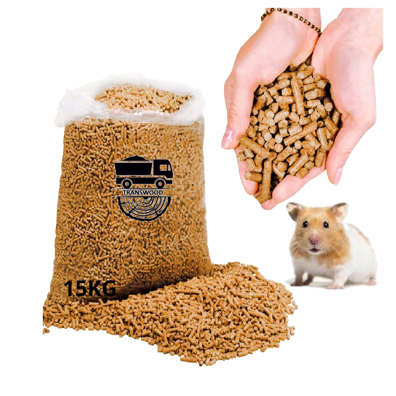 Pellet Drzewny Sosnowy 15KG Iglasty PELET JASNY Żwirek Drewniany TRANSWOOD