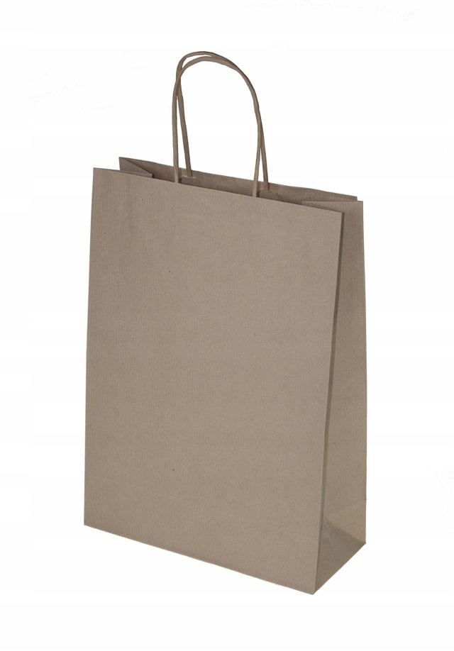 Prążkowana Torba Papierowa Ekologiczna 240x100x360 mm Zestaw 100 szt.