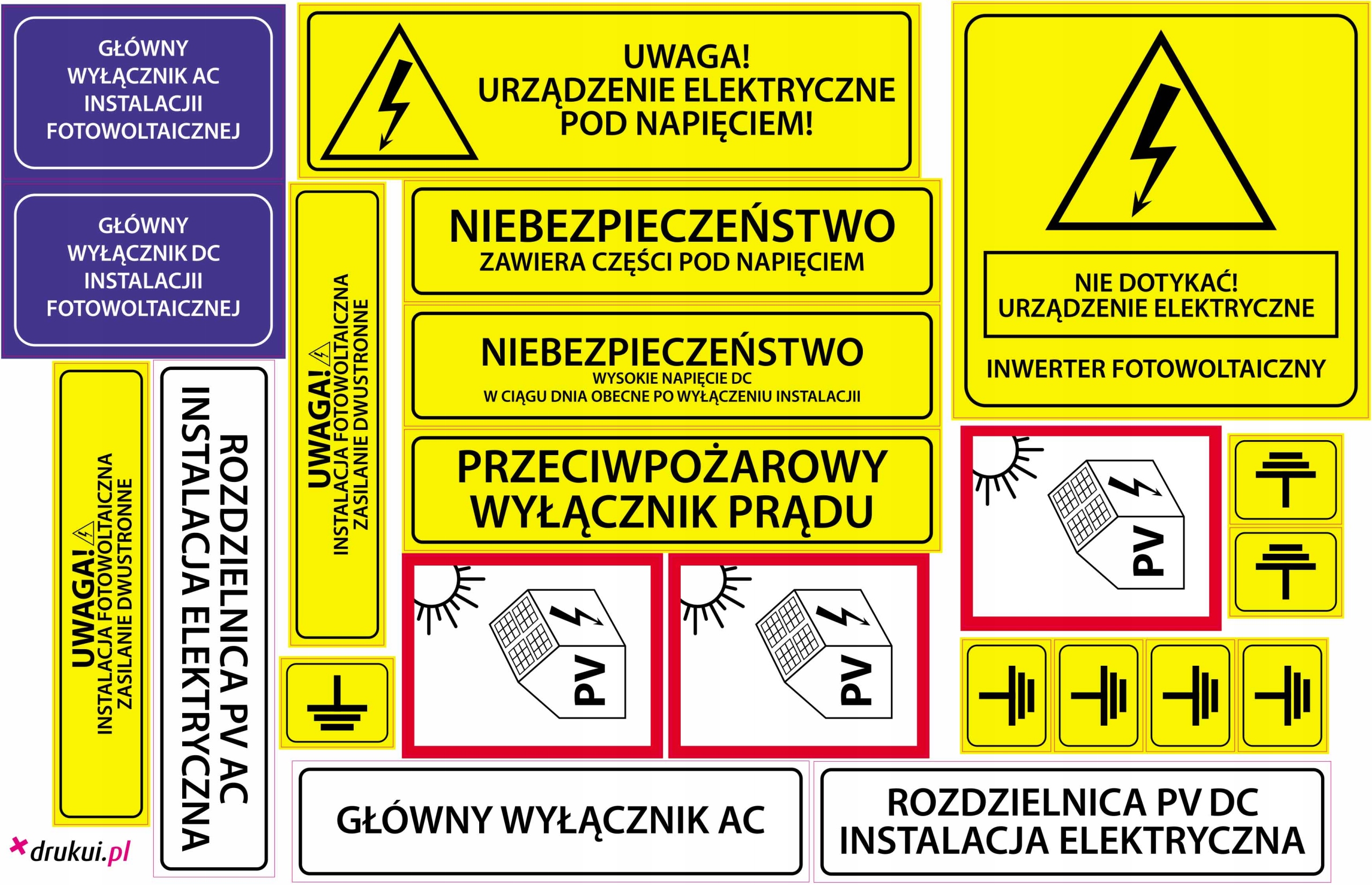 

Naklejki ostrzegawcze elektryczne