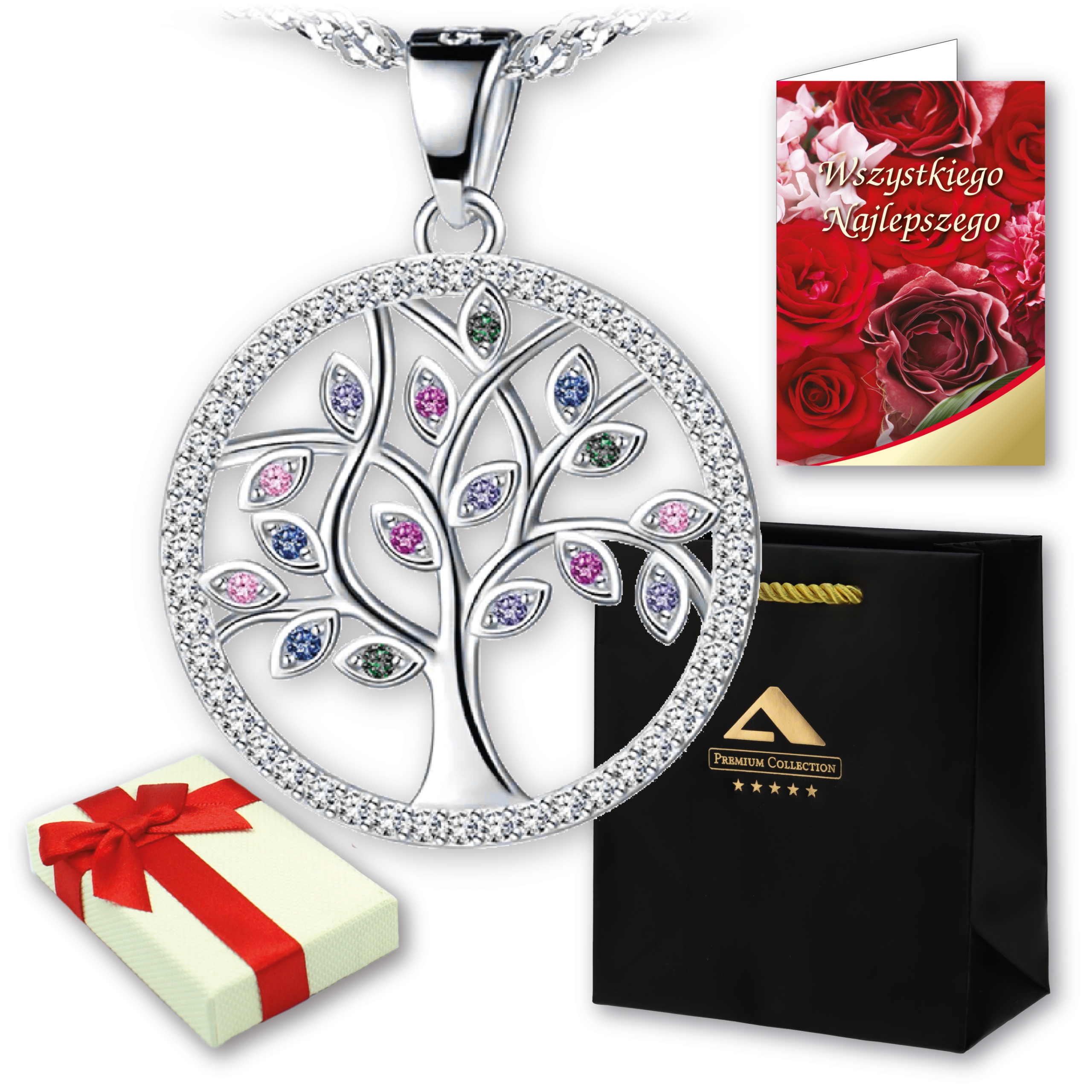 Naszyjnik Srebrny dla Kobiety Drzewko Szczęścia Biżuteria Łańcuszek