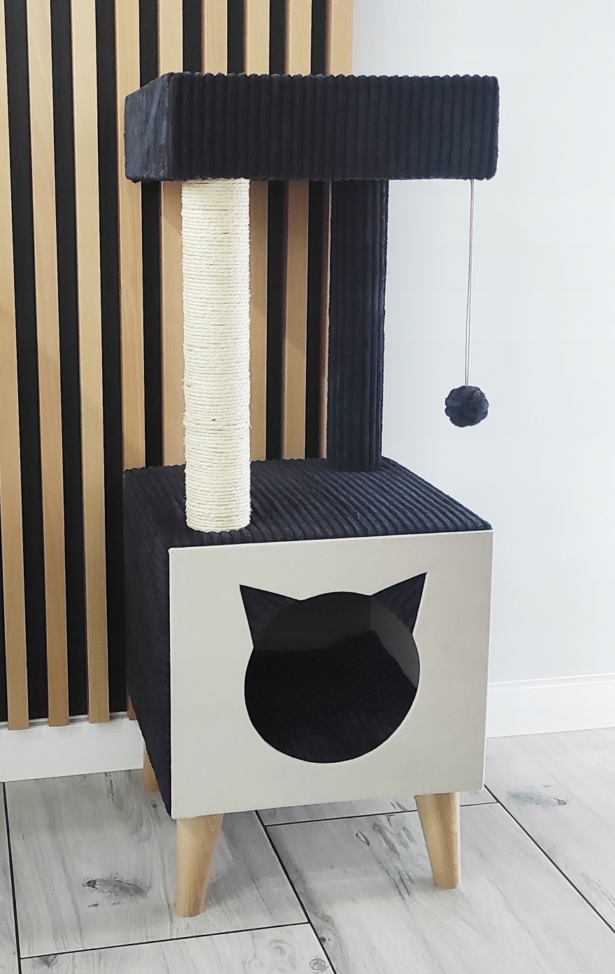 Levně Velké XXL Škrabací Stoupky Pro Kočky Pelíšek Domek, Věž Sisal , Strom, Černý Velur