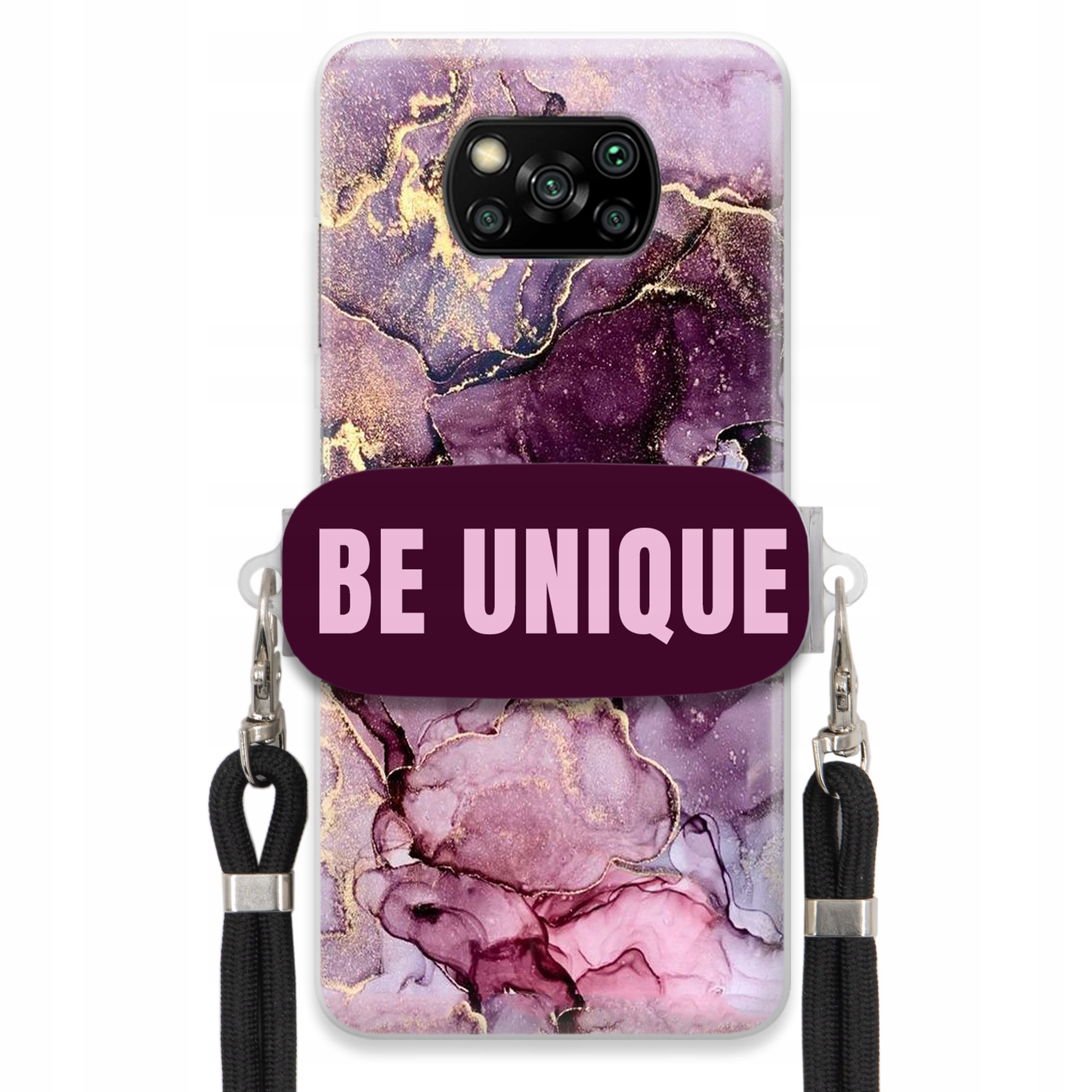 Puzdro pre Xiaomi Poco X3 Nfc Case držiak na šnúrku Čierny fialový mramor