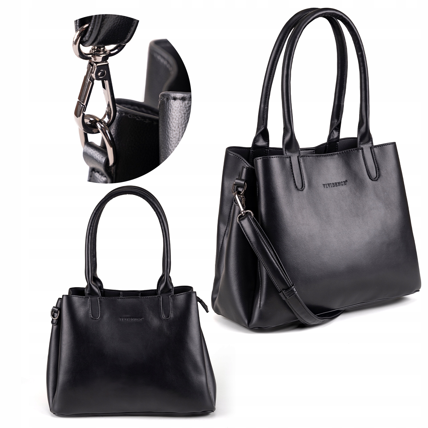 Vivisence T0005 městská elegantní dámská kabelka do ruky černá Kabelka