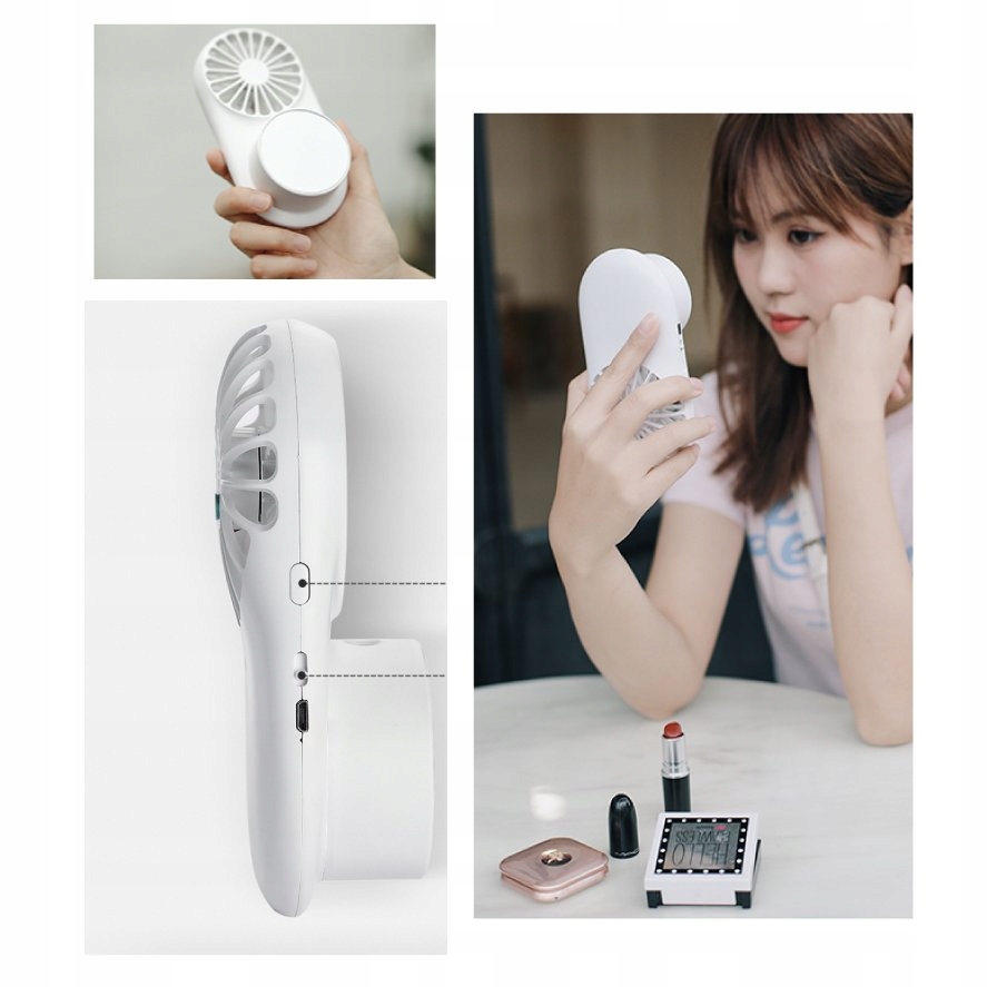 WENTYLATOR WIATRAK MINI Z NAWILŻACZEM LUSTERKIEM USB VITAMMY Funkcje inne