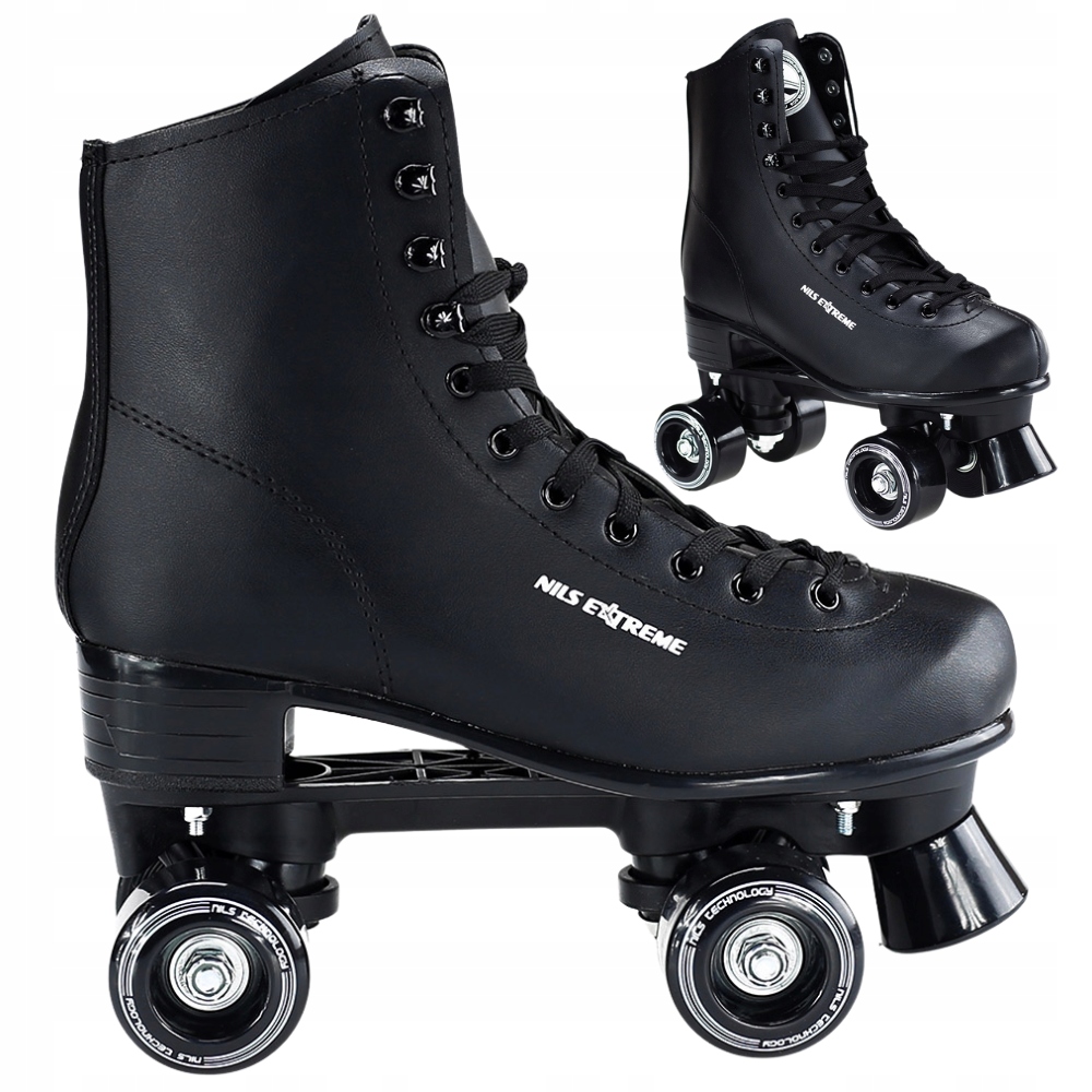 Kolečkové Brusle Klasické Kožené Retro Černé Dámské Rekreační Nils
