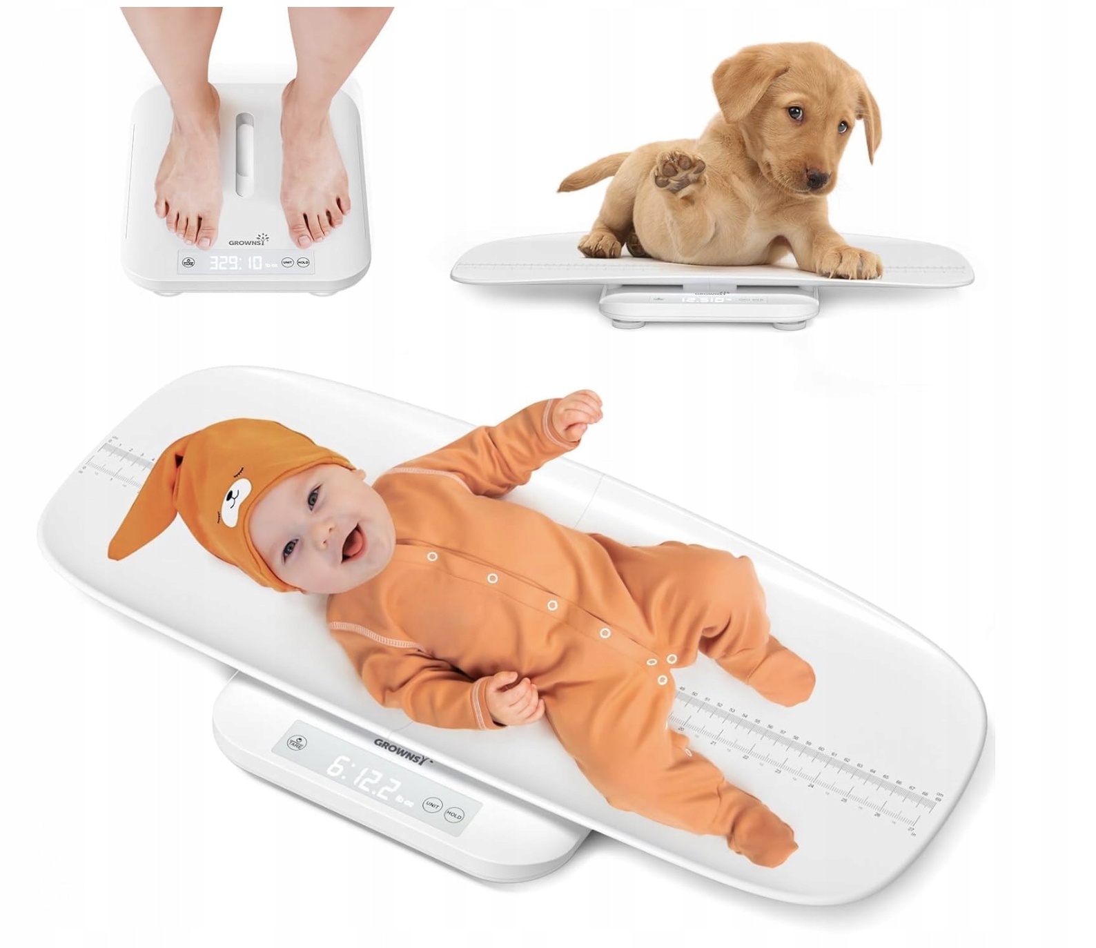 Váha Pro Miminka zvířat Grownsy 150 kg Odnímatelná miska Funkce Hold Led