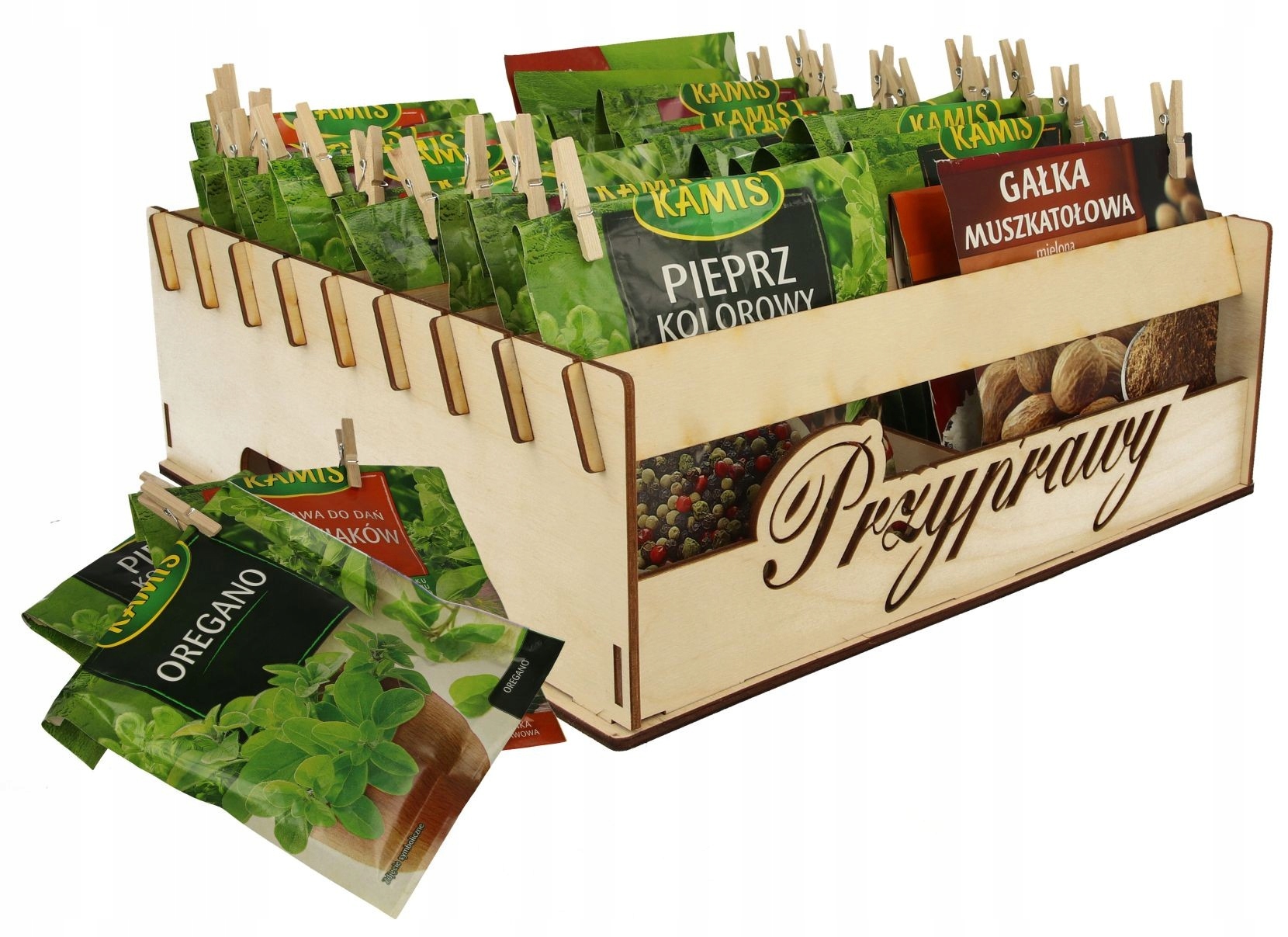 

Drewniany Pojemnik Organizer Przyprawy Przyprawnik
