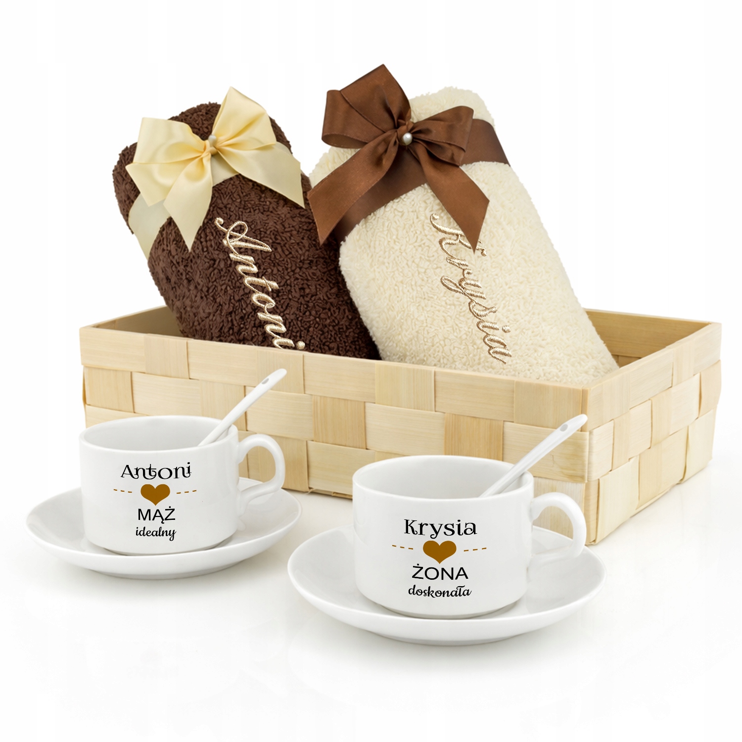 Zestaw Ręczniki Filiżanki z Nadrukiem na ślub rocznicę ślubu 25 50