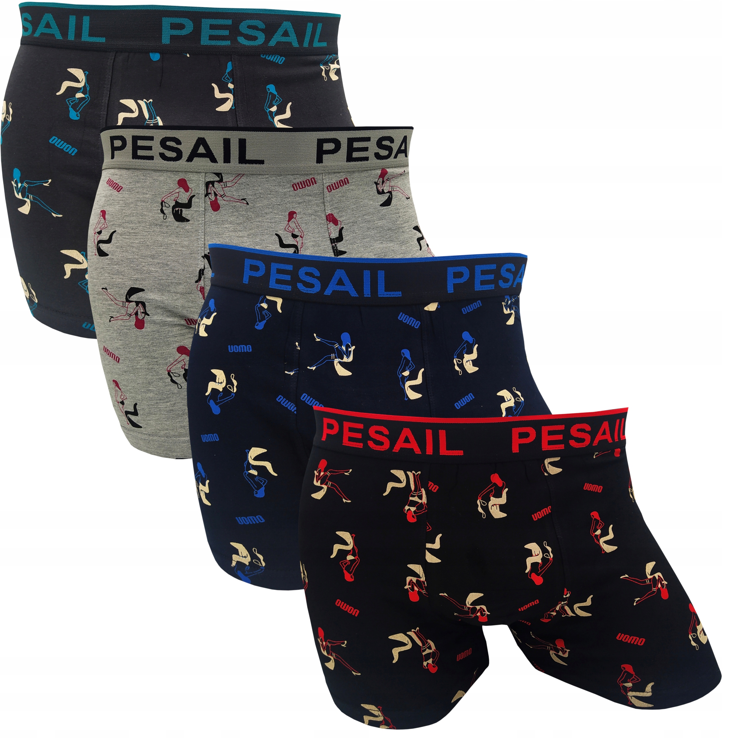 

4X Kolorowe Bokserki Męskie Pesail Na Prezent