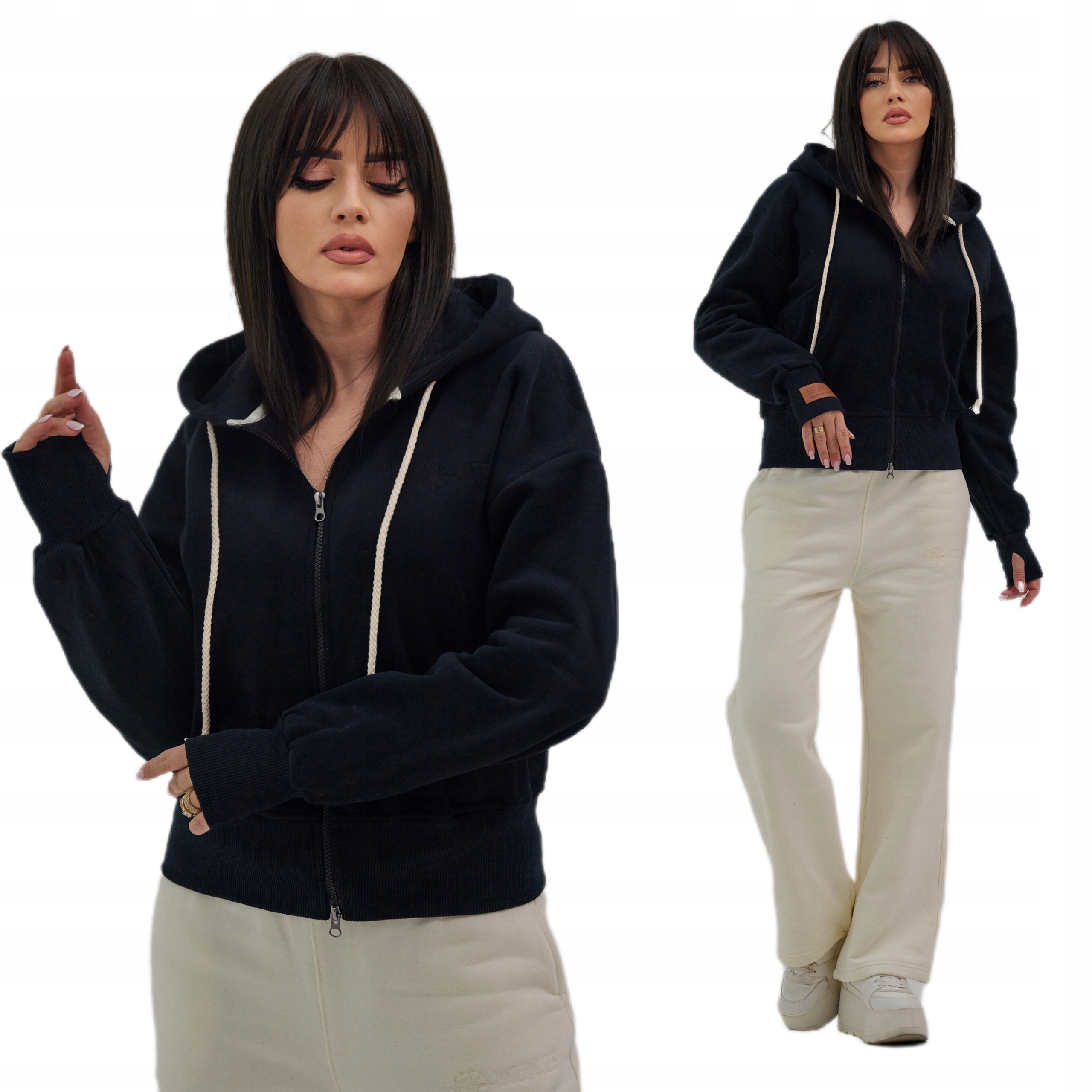 Tepláková Rozepínací mikina bavlněná Ovesize s kapucí