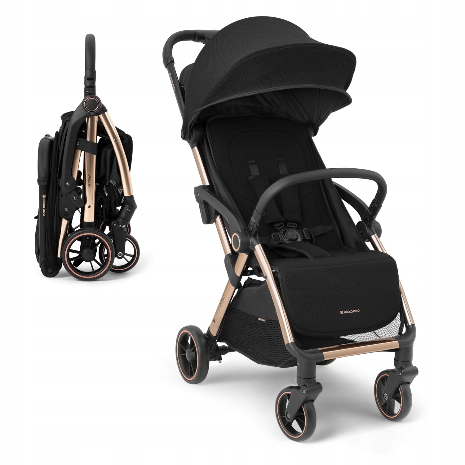 Wózek spacerowy Kikkaboo Eden do 22 kg, Złoty stelaż , lekki 7,1 kg