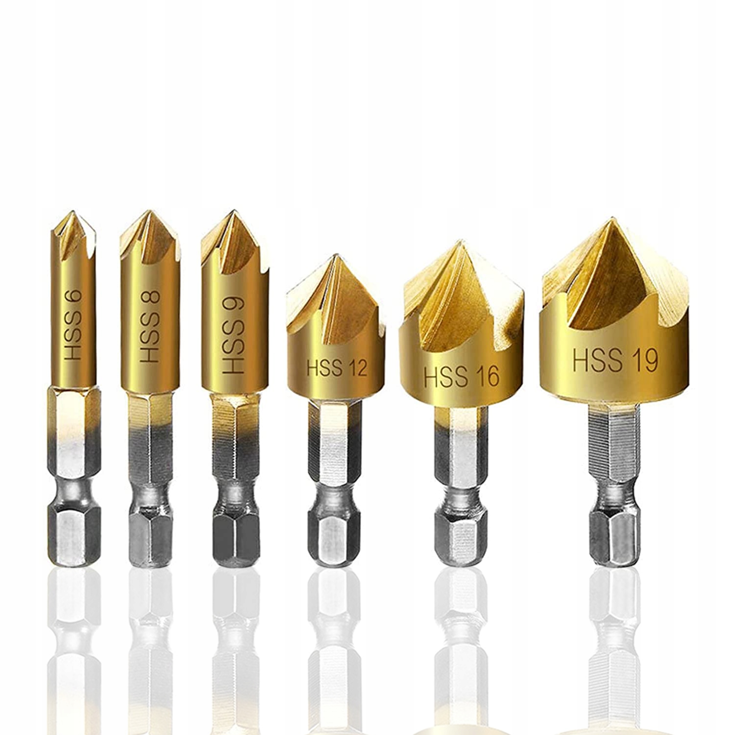 WIERTŁA FAZUJĄCE FREZ STOŻKOWY POGŁĘBIACZ 6 EL