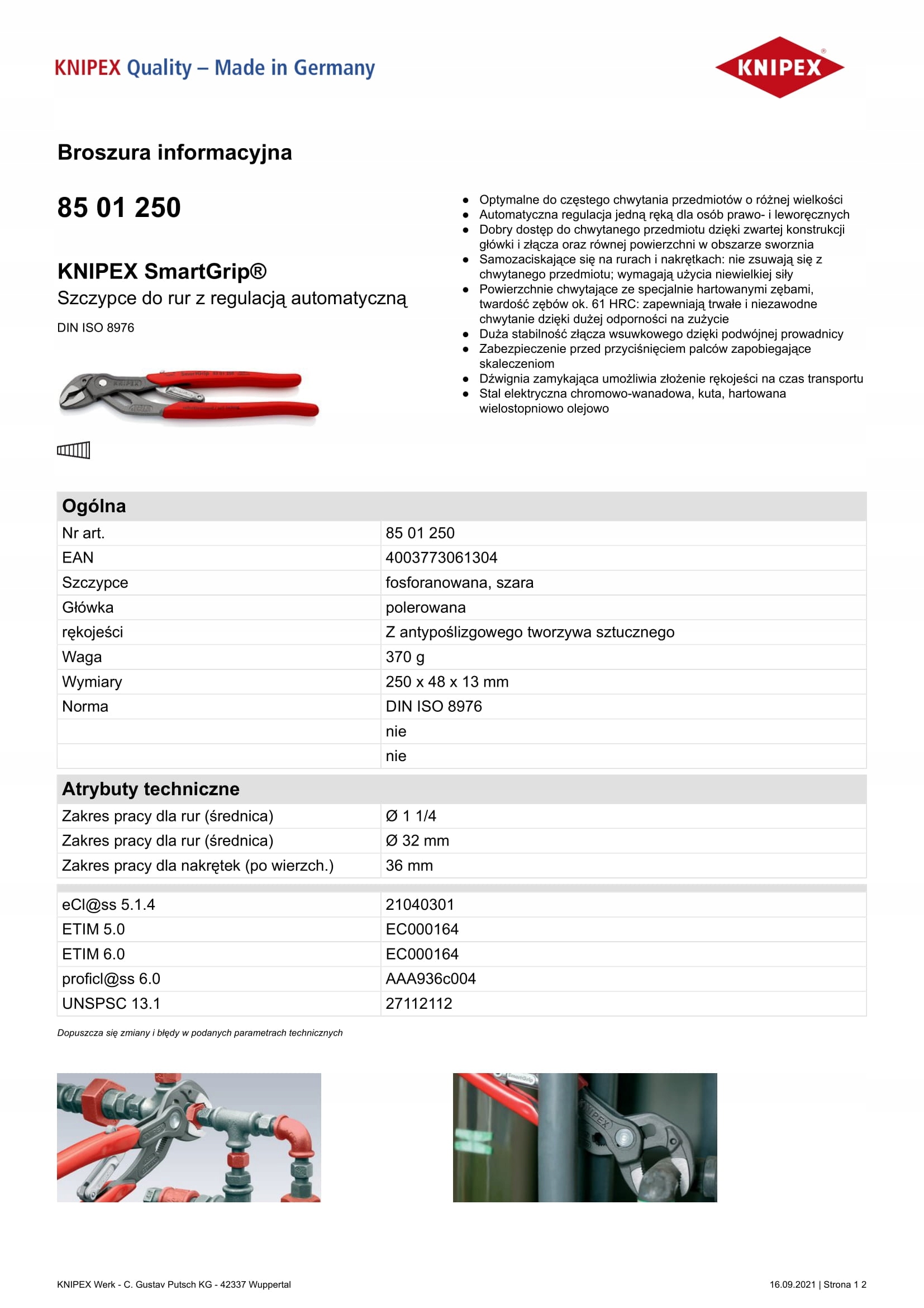 Samonastavovacie Kliešte Na Rúry Smartgrip Hydraulické 250 MM