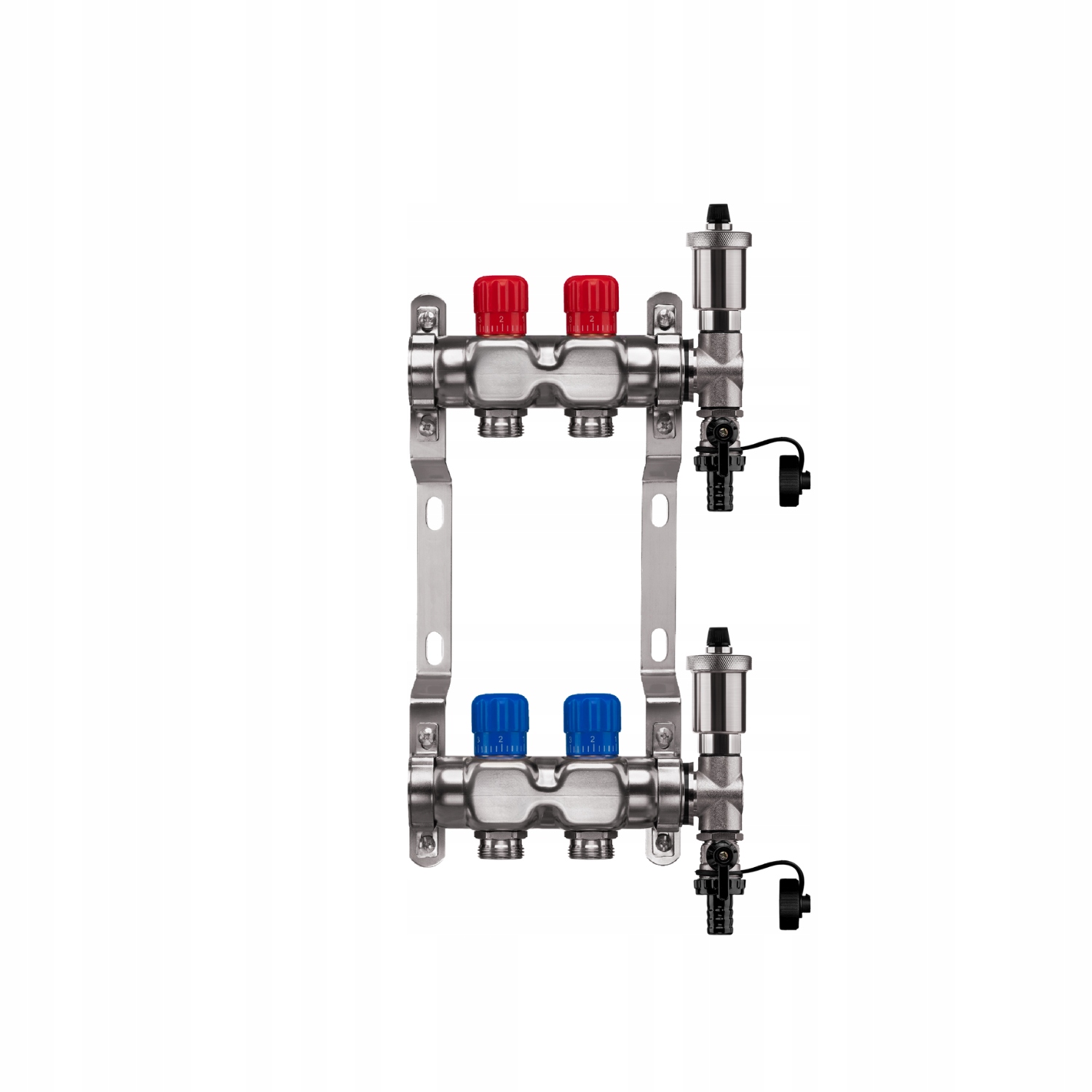 Rozdělovač Podlahovky 2 Okruhy Nerezový Manuální Podlahové Vytápění