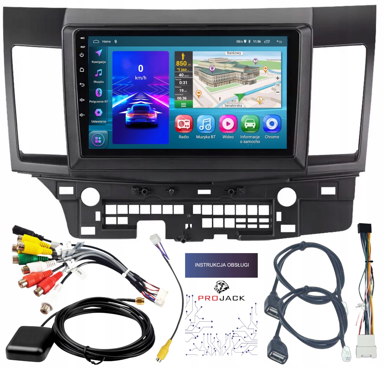 Radio Samochodowe Android Mitsubishi Lancer 2008-15 Wifi Carplay Bt 64GB