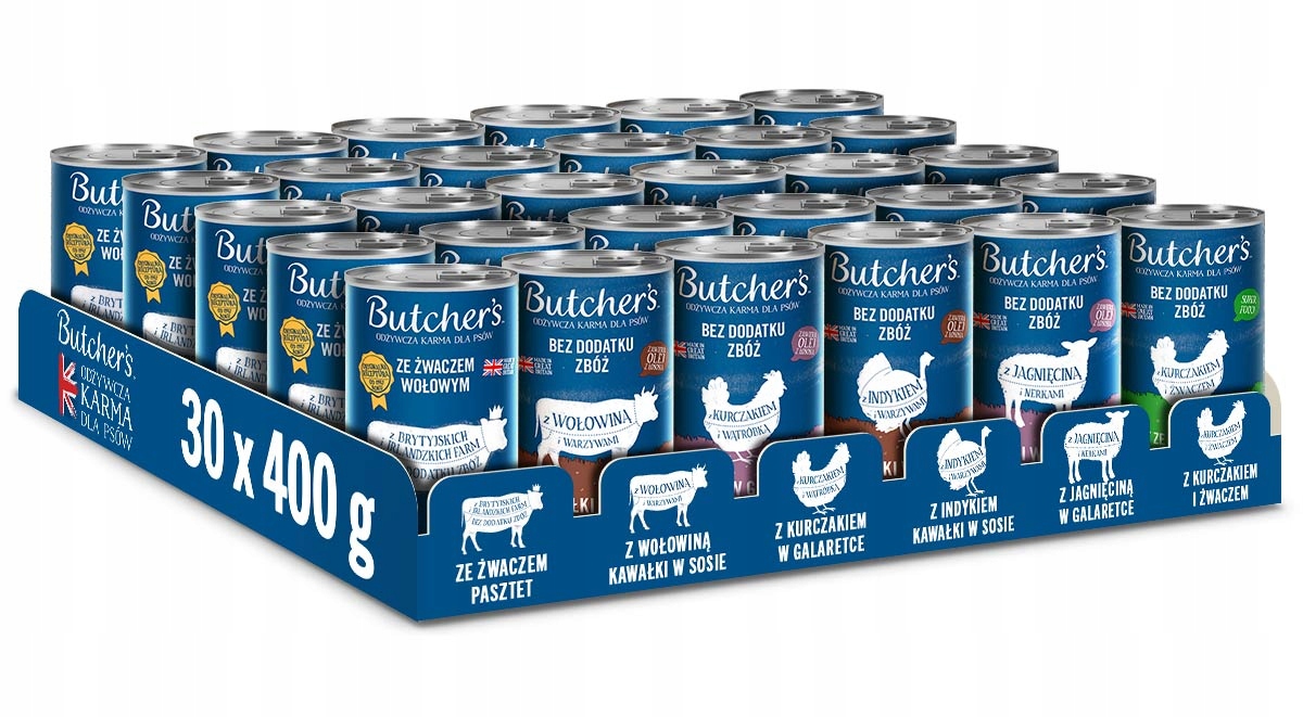 Mokra karma dla psa Butcher's Original mix smaków 30x400g