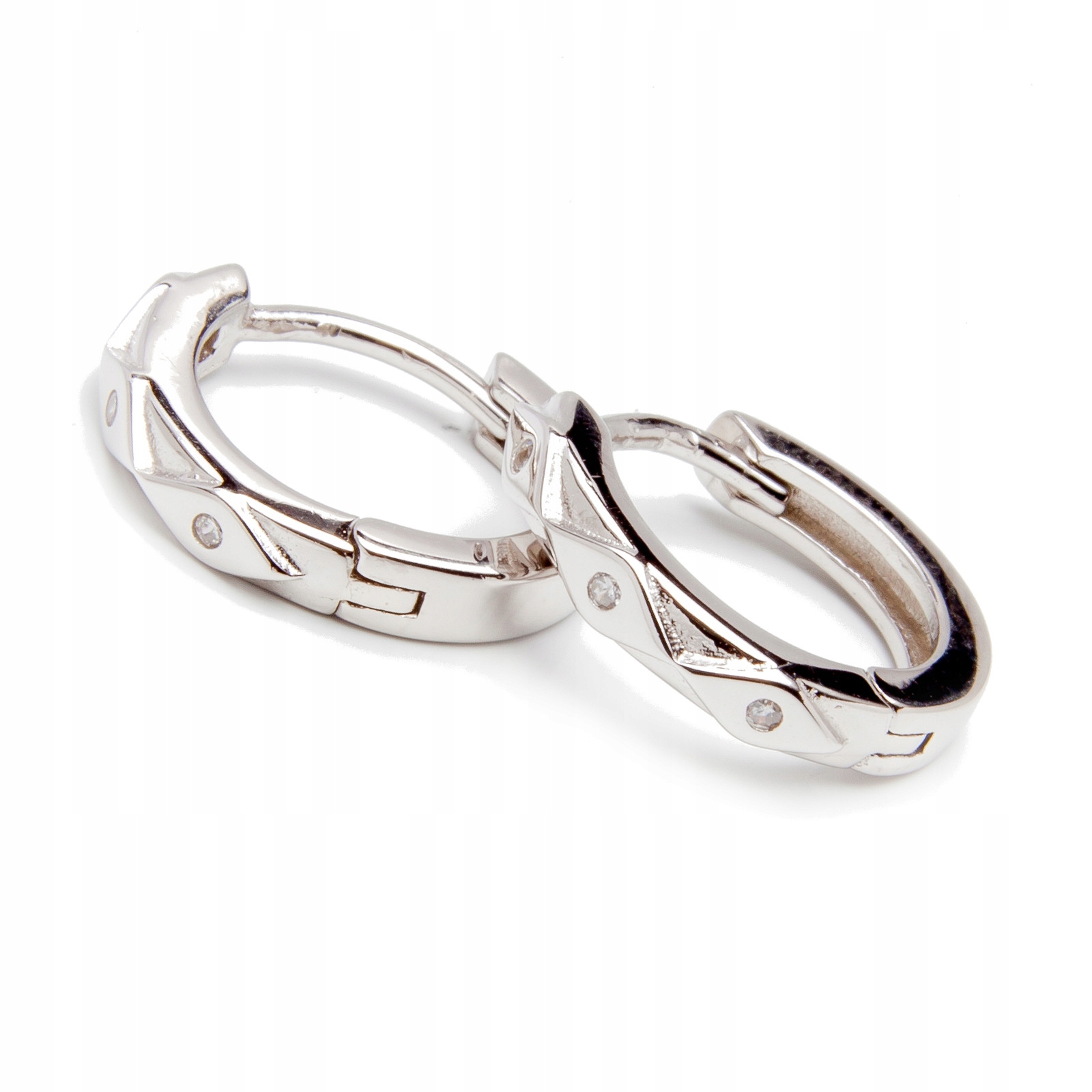 Stříbrné náušnice 925 kolečka, vlny, bílé zirkony