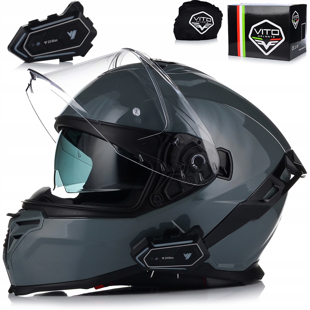 Motocyklová Prilba Vito Presto Nardo Grey Integrálna Interkom Clona