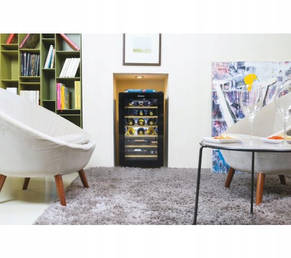 Candy CWCEL 210/NF Wine Cooler, Freestanding, Bottles Capacity 21, Blacka Zmiana kierunku otwierania drzwi nie