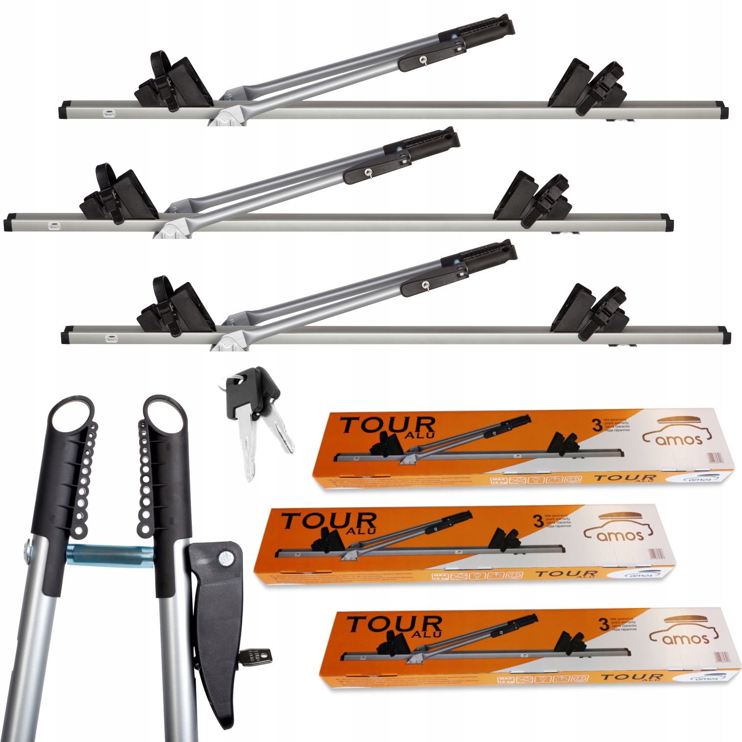 

Bagażnik uchwyt na dach Amos Tour na trzy 3 rowery