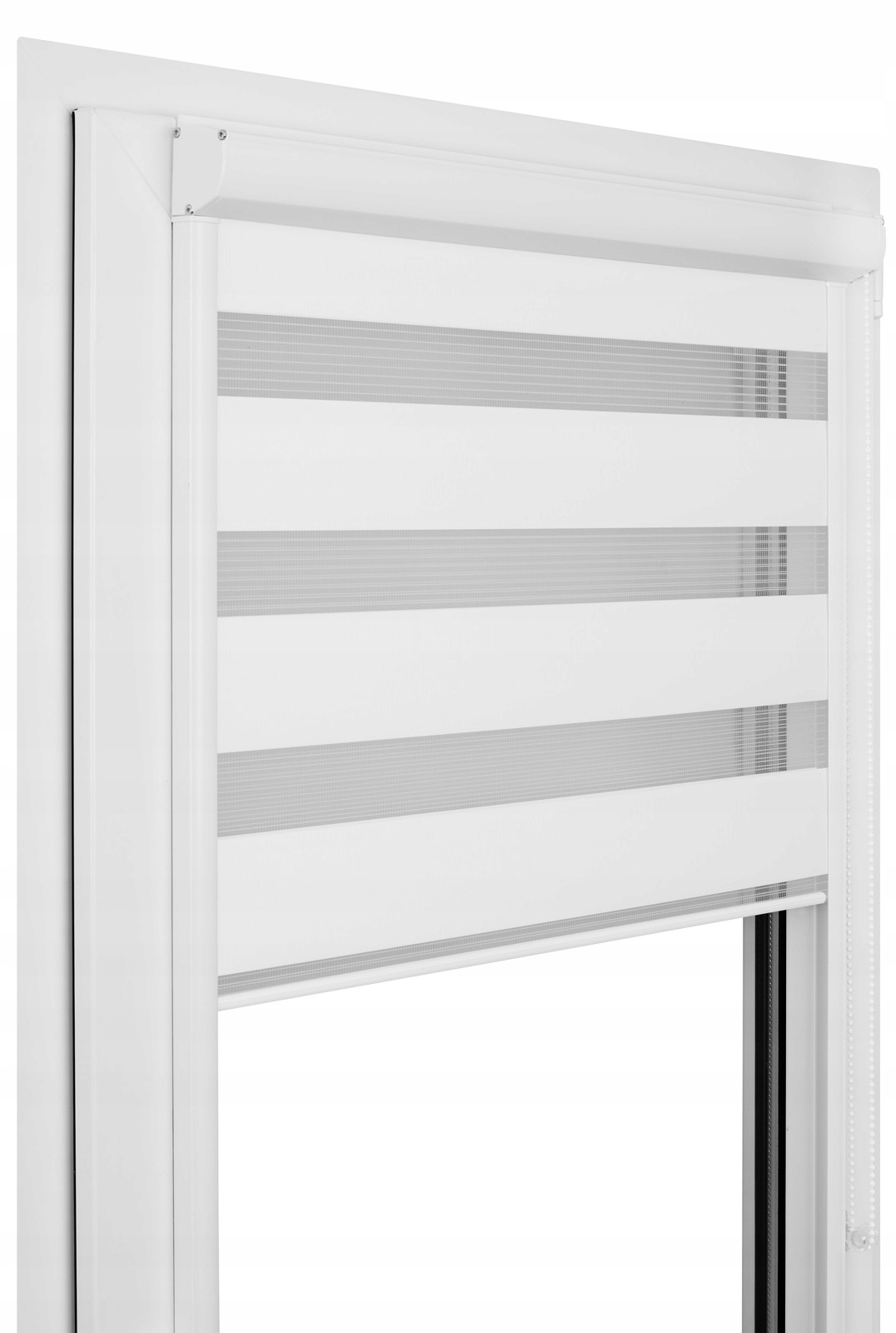 ROLETY DZIEŃ NOC W BIAŁEJ KASECIE PCV Z PROWADNICAMI NA WYMIAR KOLORY