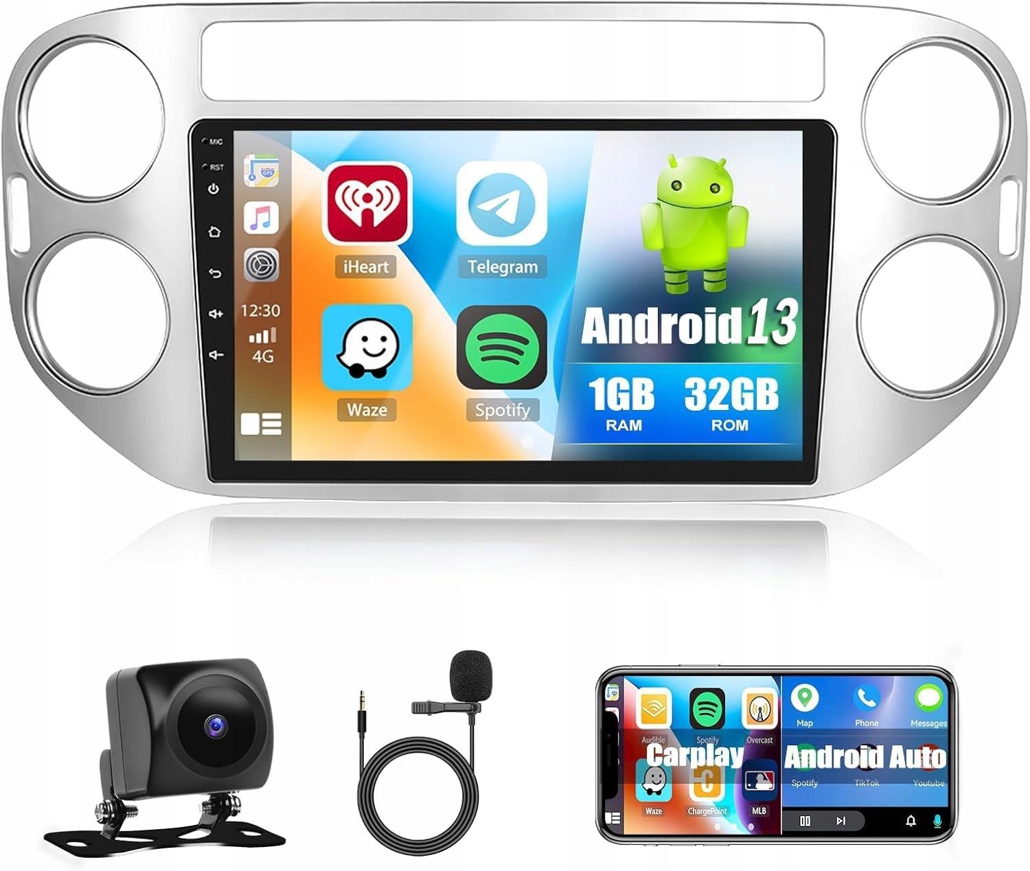 Autorádio Navigace Android Obrazovka 9' Tiguan 2010-2017 Carplay Wi-fi