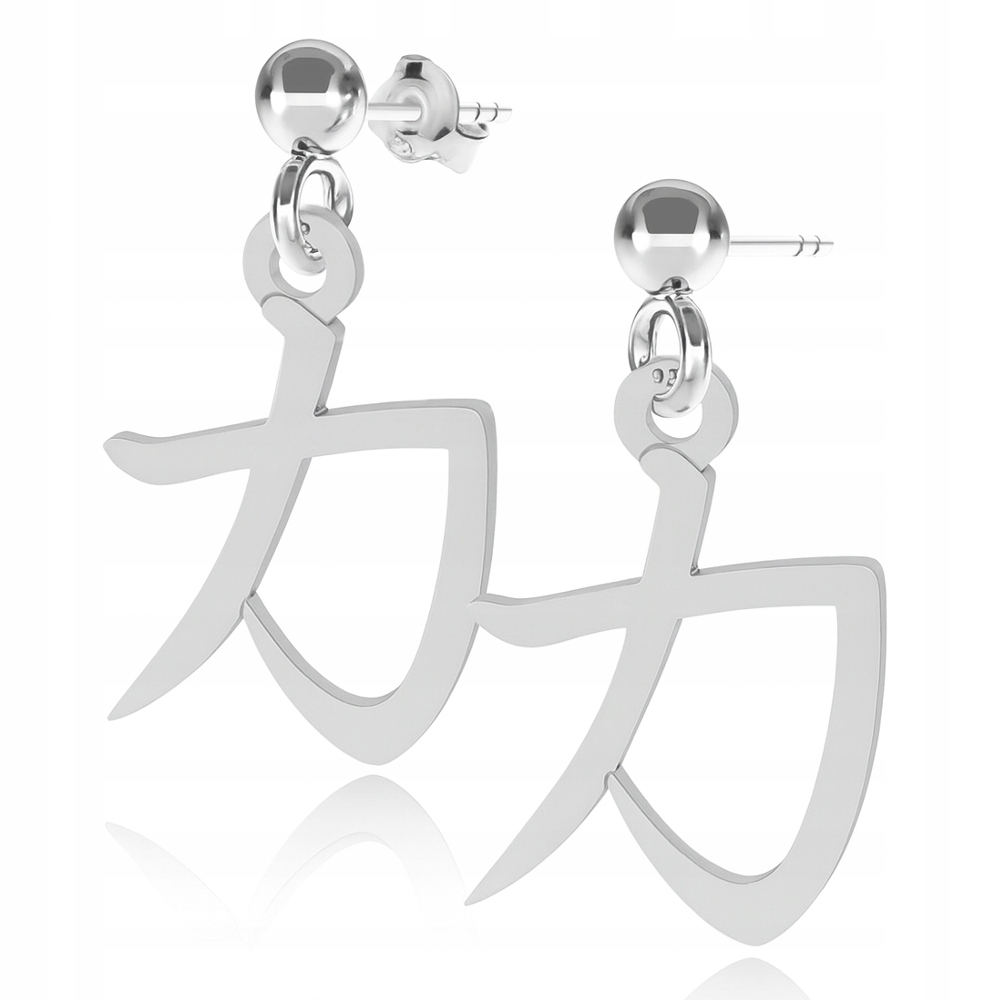 Kanji japonský znak síly síla stříbrné náušnice tyčinka stříbro 925
