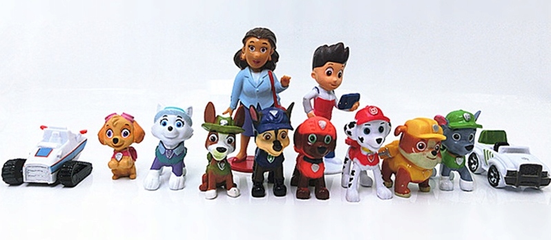 PSI PATROL PIESKI ZESTAW 12 SZTUK FIGURKI DO ZABAWY 10 FIGUREK + 2 POJAZDY Marka bez marki