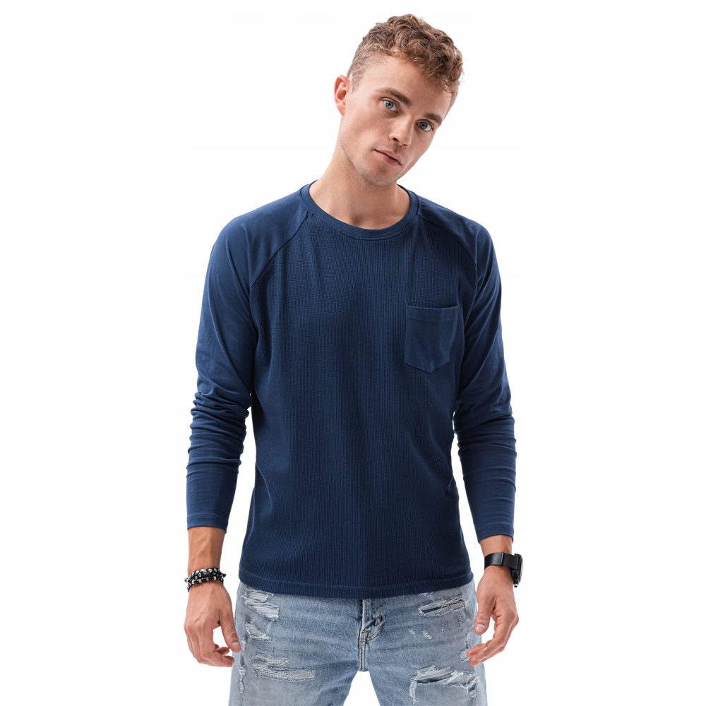 

Longsleeve męski basic kieszonka L137 c. nieb. S