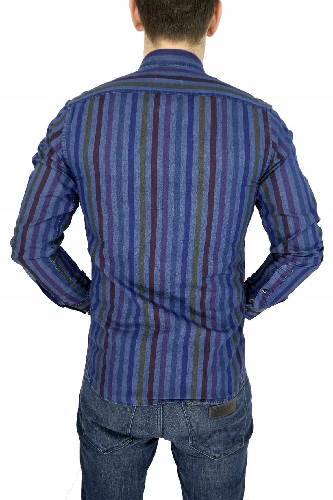 DANIEL BESSI Koszula męska fb531 JEANS L 41/42 Rozmiar L