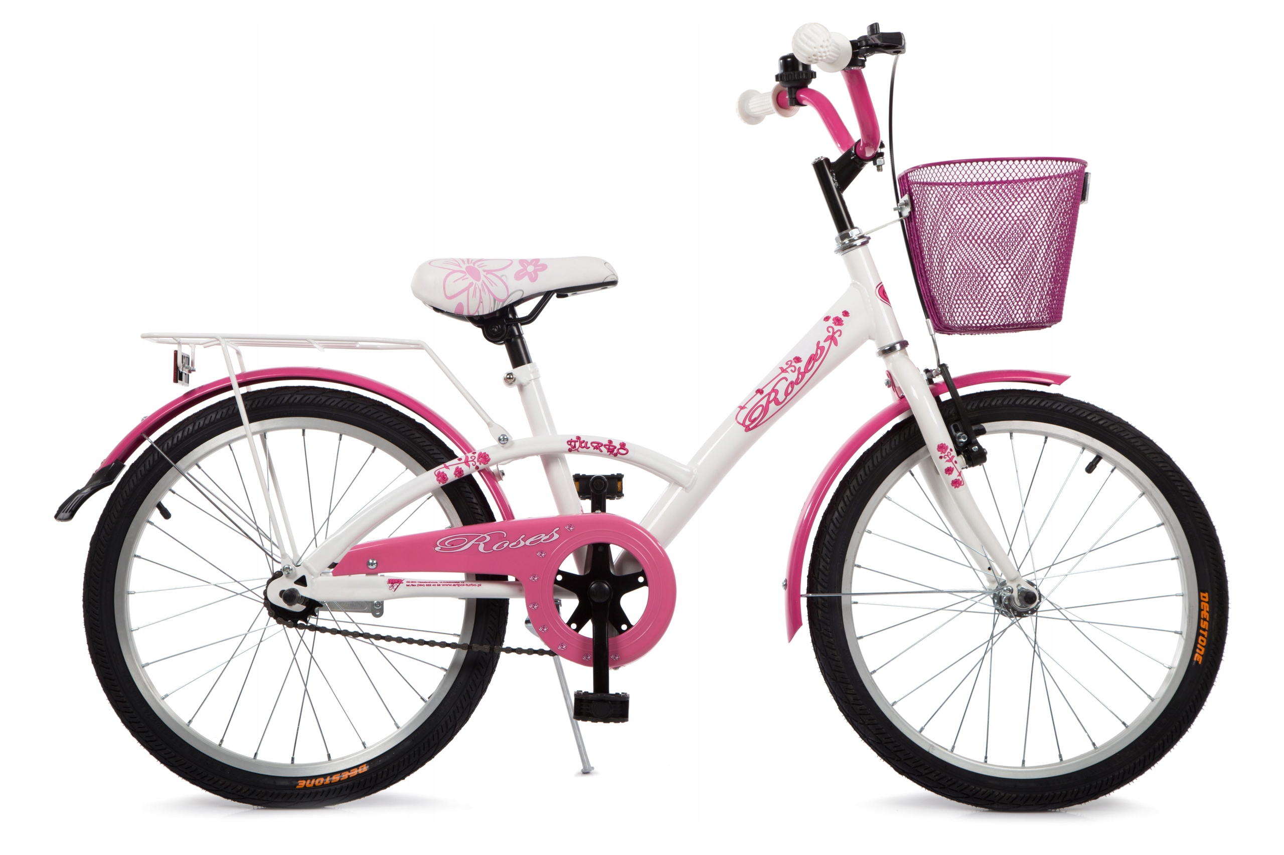 Rower dla dziewczynki 20 cali Turbo Roses City biało różowy