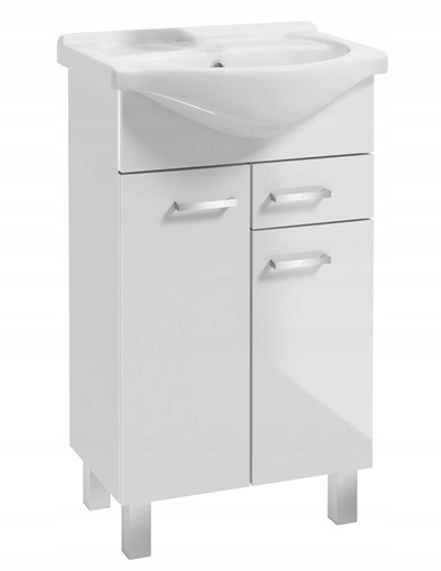 Koupelnová skříňka s umyvadlem 55, stojící, bílá, praktická a snadno instalovatelná