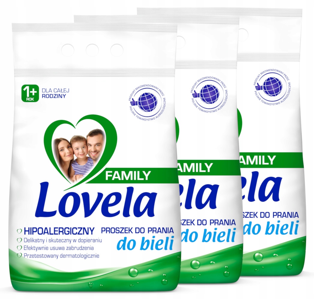 Zestaw Lovela Family Proszek do prania bieli 84 prania 3 x 2,1 kg