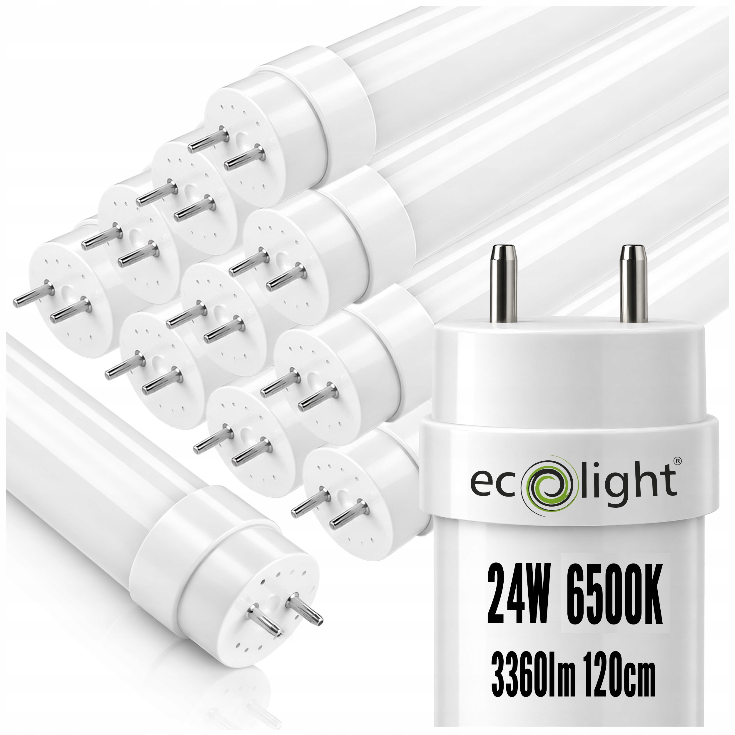 10x Led žárovky 120cm 24W 3360lm 6500K G13 T8 Silné studené světlo