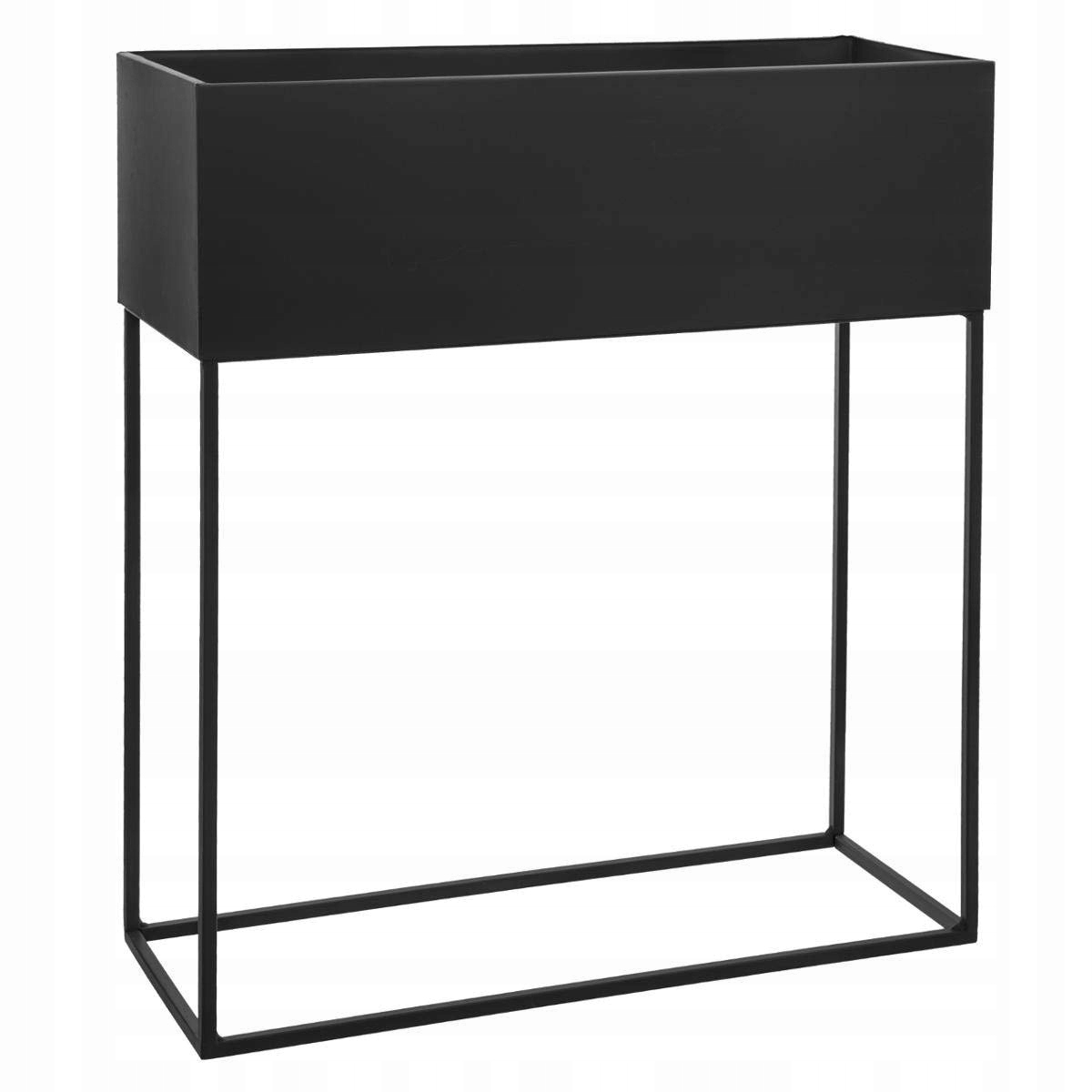 CZARNE DONICE OGRODOWE Z METALU 2 DUŻE SKRZYNIE Długość 46 cm