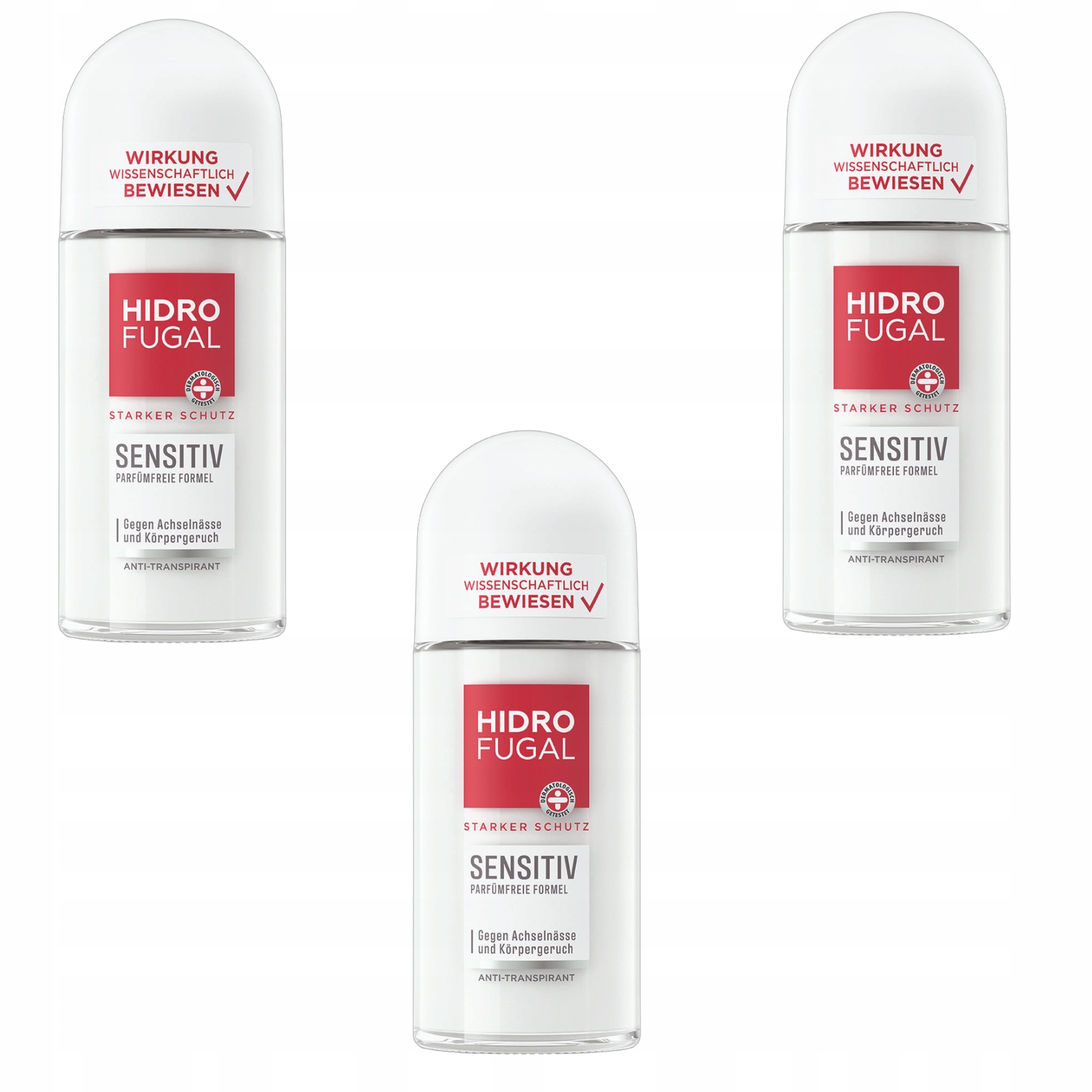 Hidrofugal Sensitiv Kuličkový antiperspirant pro citlivou pokožku unisex 3x50 ml