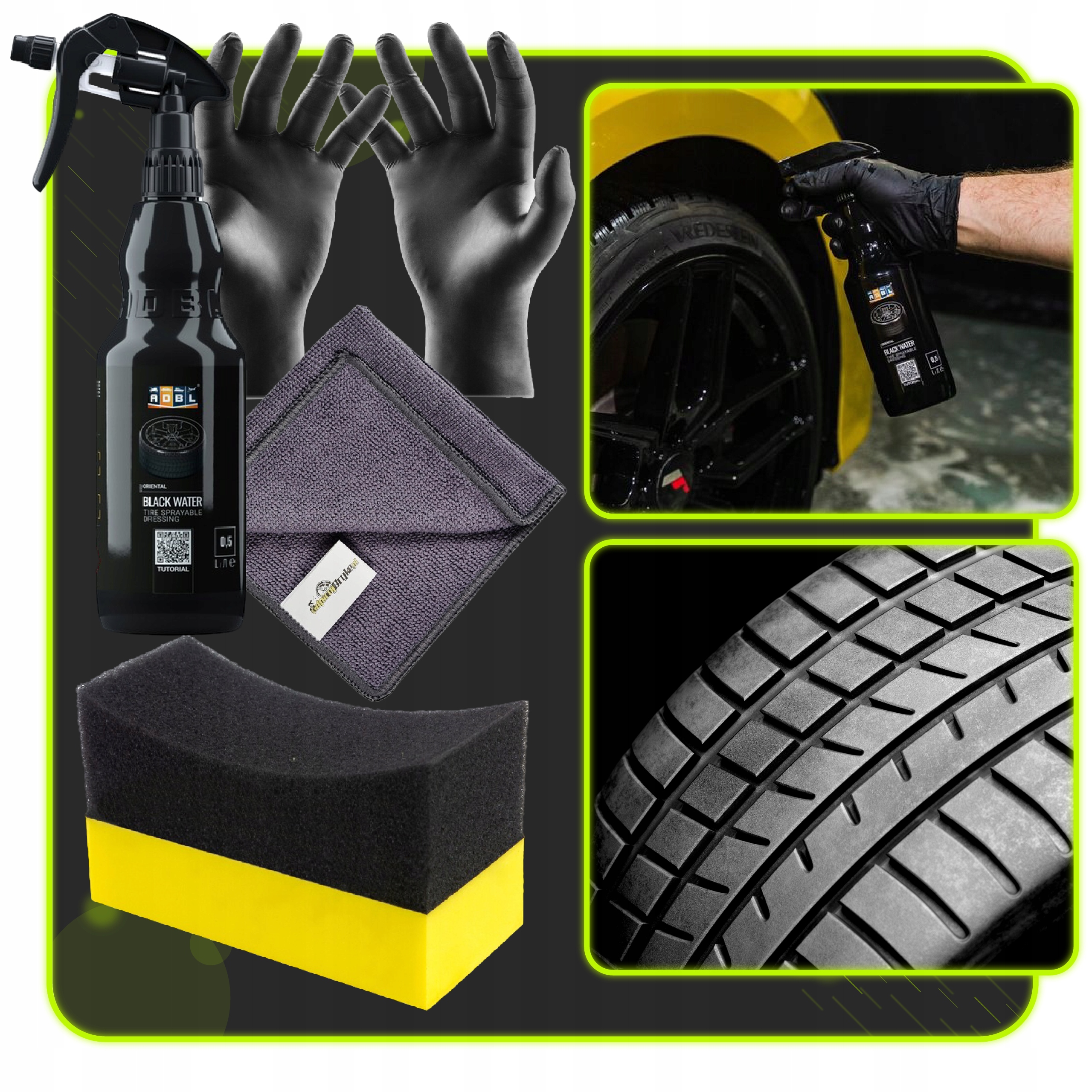 ADBL BLACK WATER CZERNIDŁO DRESSING DO OPON 0,5 L + APLIKATOR MIKROFIBRA Numer katalogowy producenta ADB000224