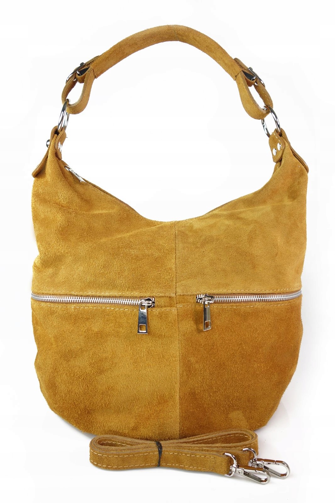 Semišová Taška Italská Kůže Shopper Bag Camel