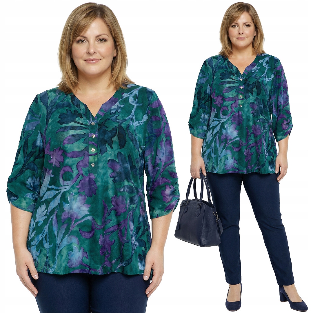 Zeleno-fialová halenka plus size velikost 48