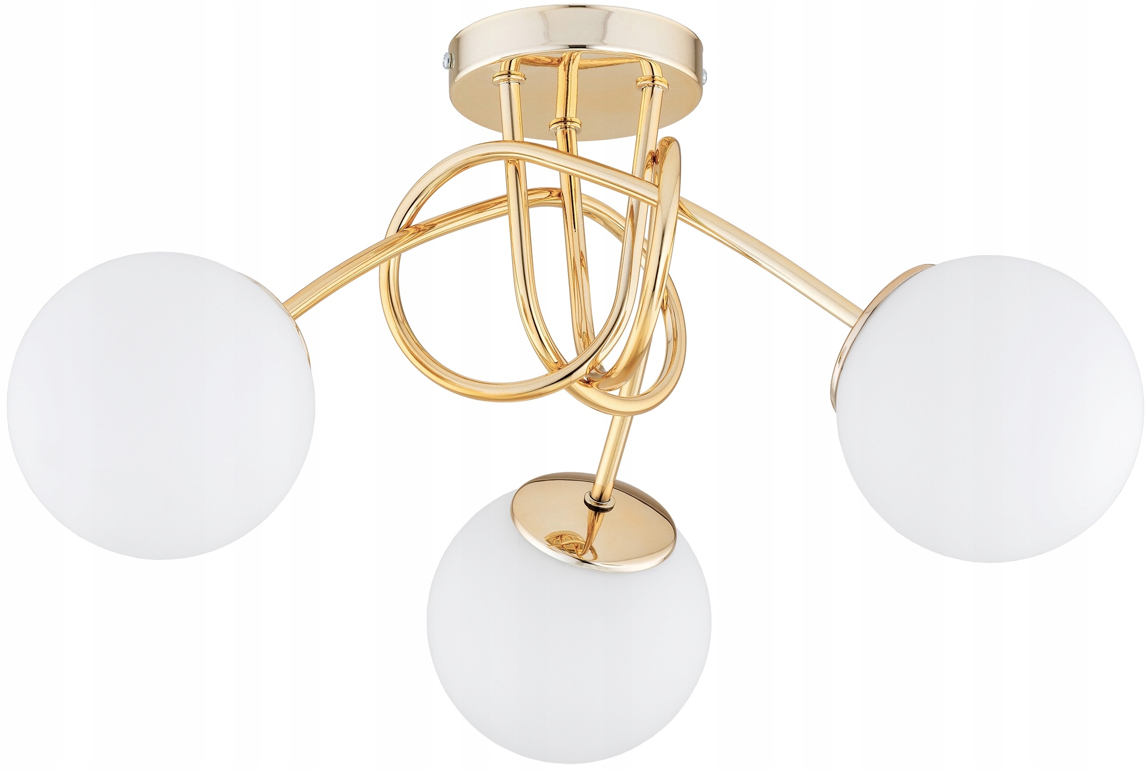 Złota Lampa Wisząca Sufitowa Żyrandol Białe Kule Milo Led E27