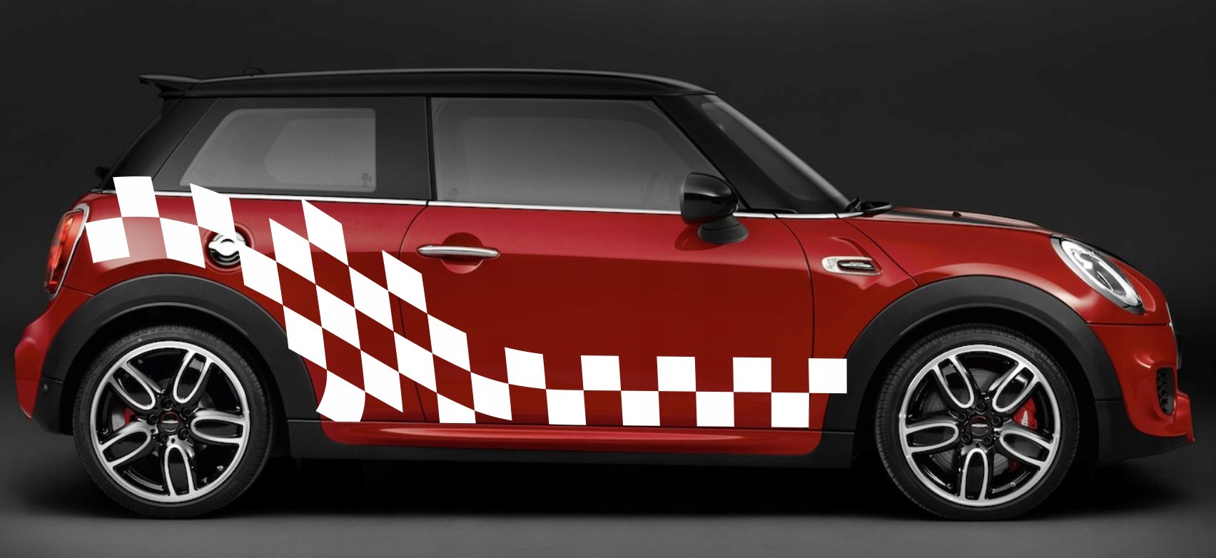 Samolepky Mini Cooper šachovnice boky Vysoká Kvalita